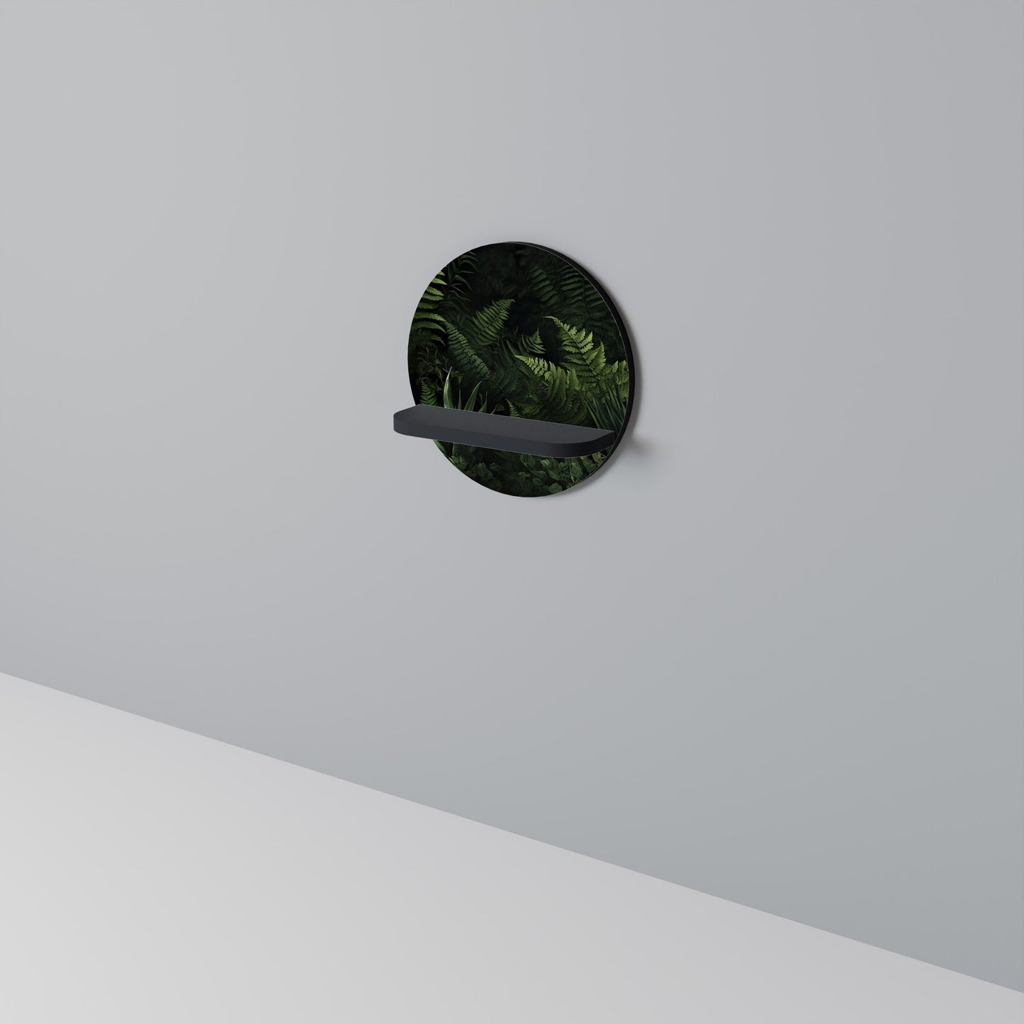 FERN SECRETS Mensola rotonda per opere d'arte in finitura nera
