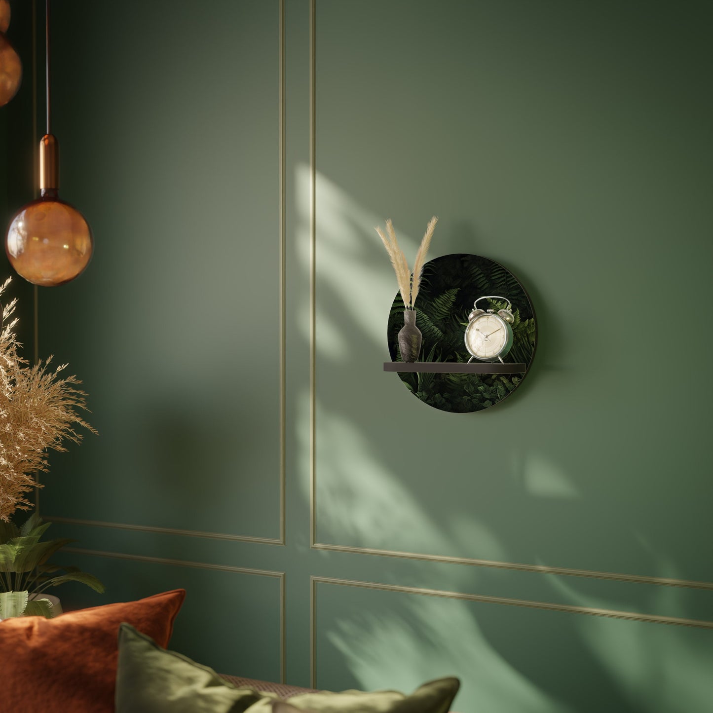 FERN SECRETS Mensola rotonda per opere d'arte in finitura nera