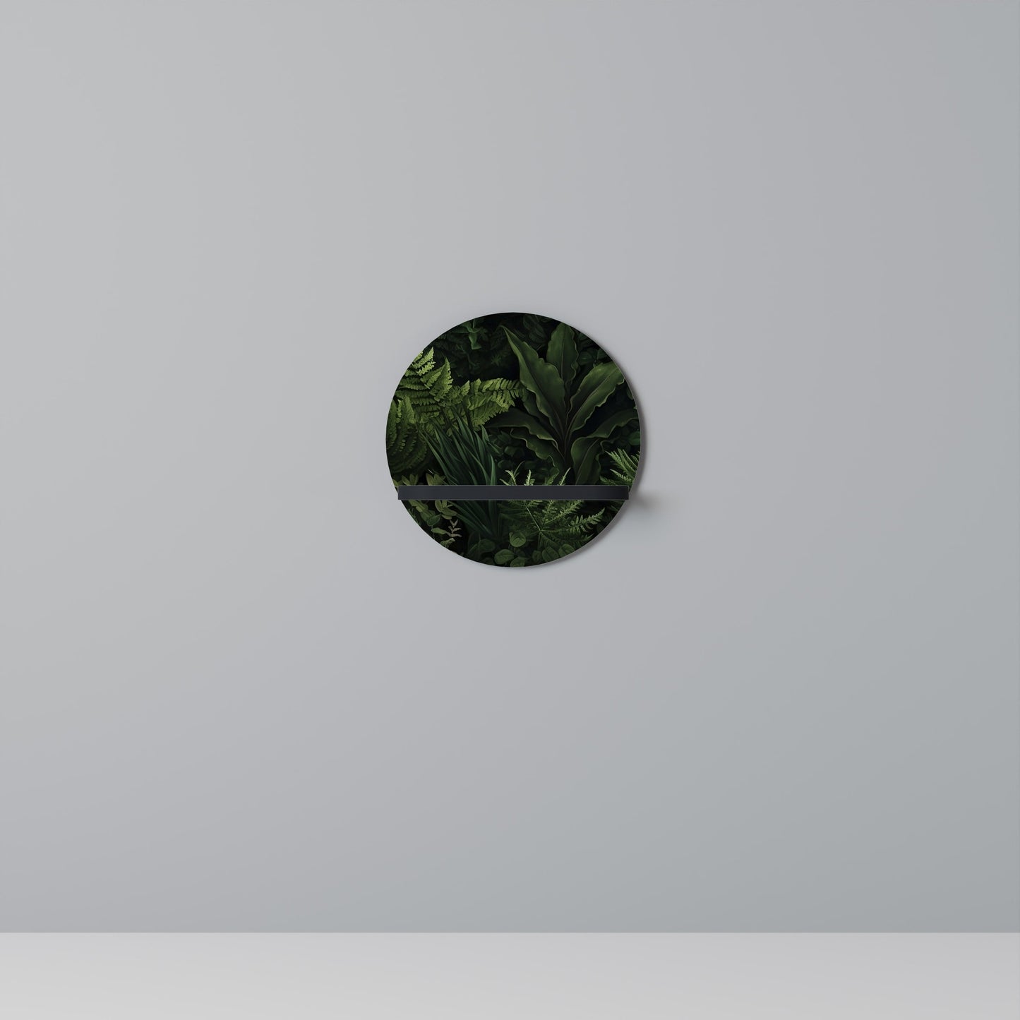 FOREST WHISPERS Round Art Shelf In Black Finish