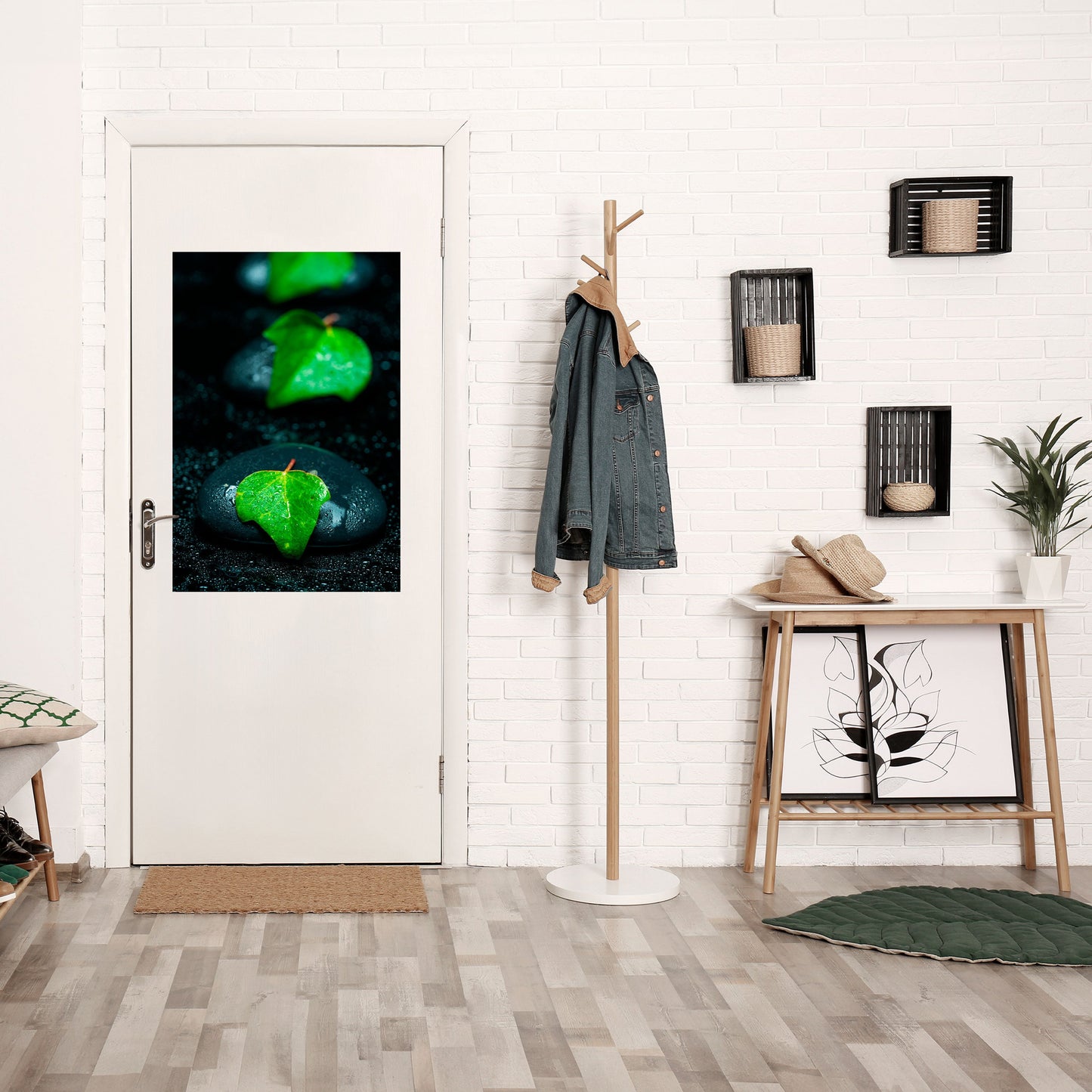 GOCCE DI PIOGGIA SU PIETRA Poster verticale staccabile e attaccabile