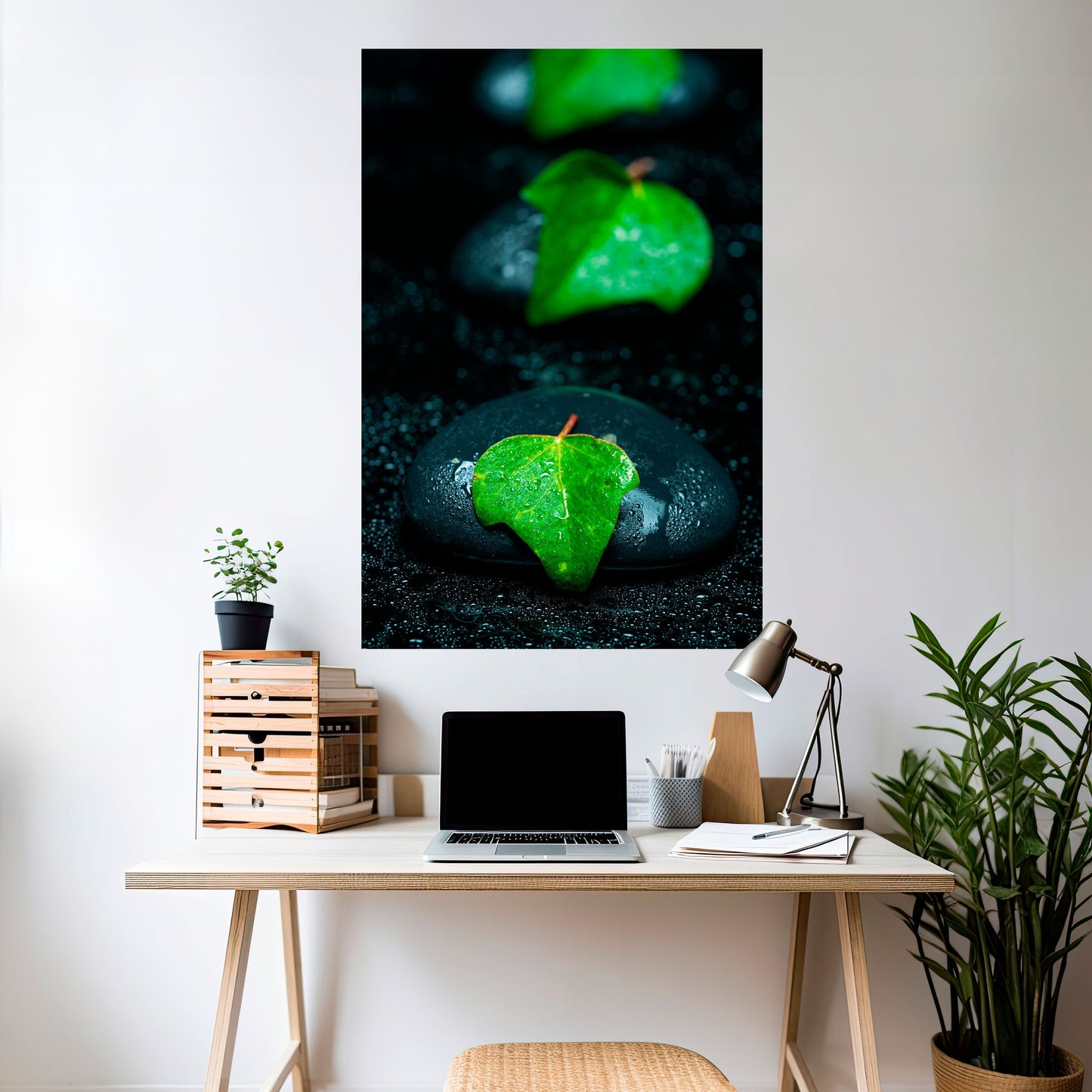 GOCCE DI PIOGGIA SU PIETRA Poster verticale staccabile e attaccabile