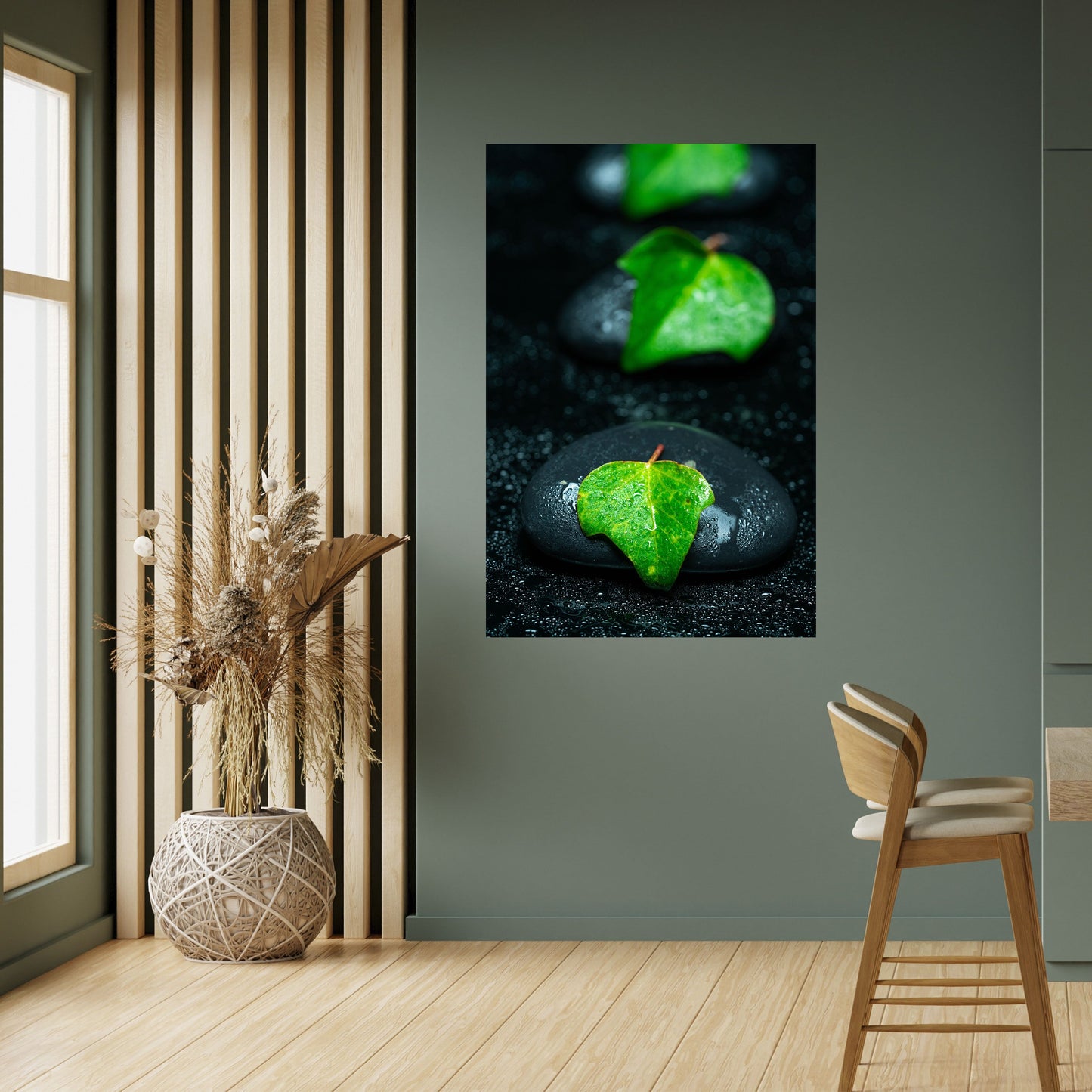 GOCCE DI PIOGGIA SU PIETRA Poster verticale staccabile e attaccabile