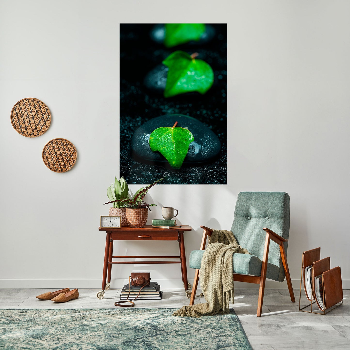 GOCCE DI PIOGGIA SU PIETRA Poster verticale staccabile e attaccabile