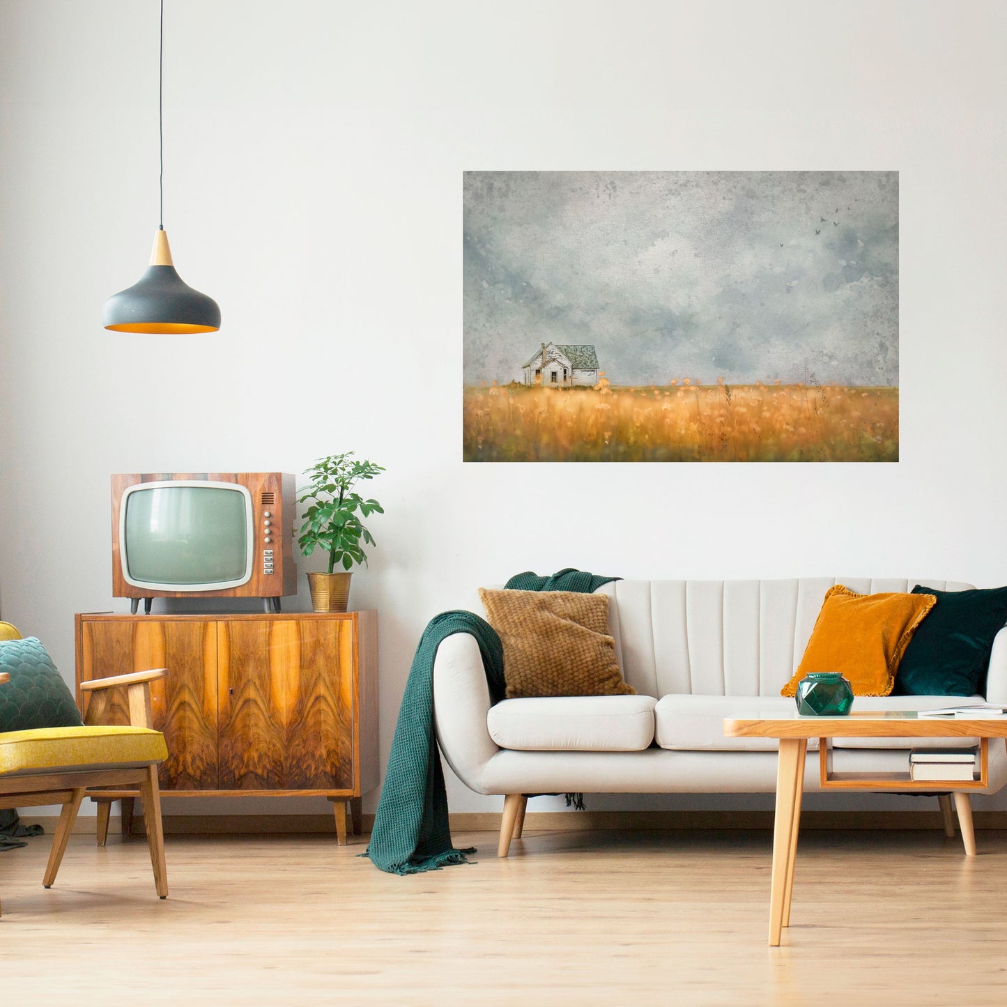 Poster orizzontale staccabile e attaccabile CAMPI DI LUCE CHE SI STABILISCE