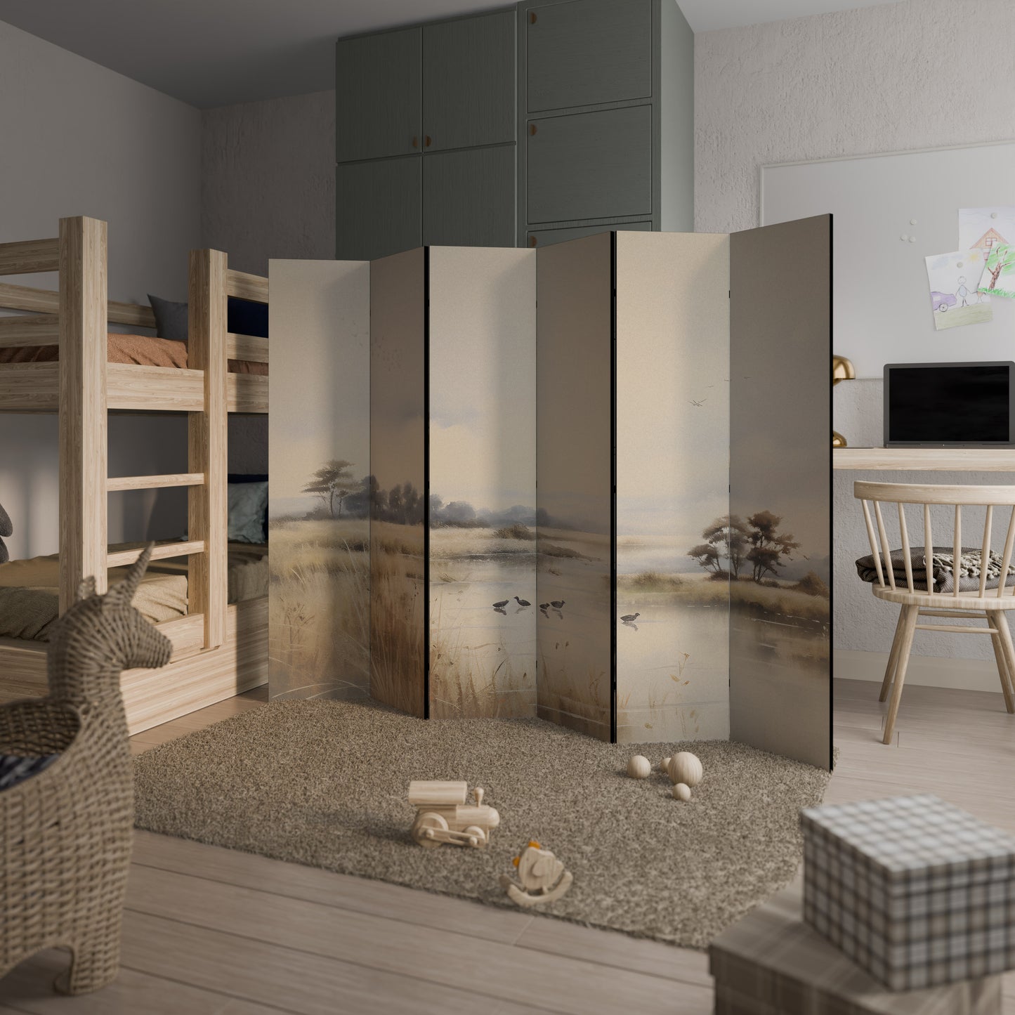 LAKESIDE NOSTALGY - Divisorio decorativo per ambienti a 6 pannelli