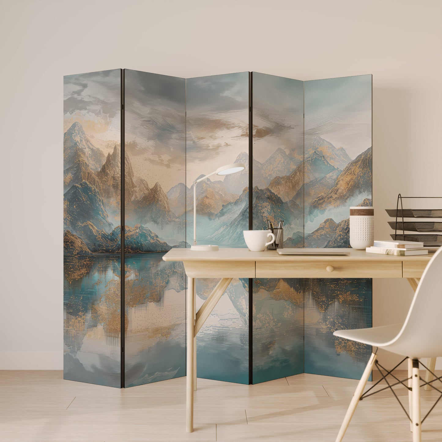 AZURE SUMMITS Divisorio decorativo per ambienti a 5 pannelli