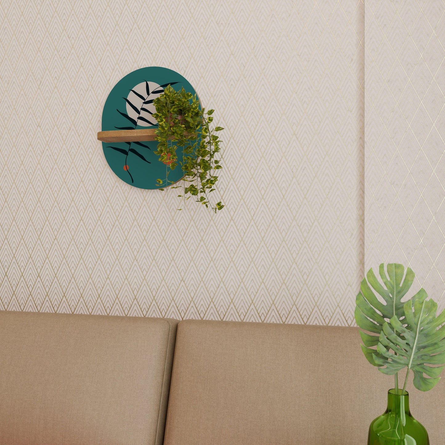 Mensola ovale MYSTERIOUS LEAF in effetto rovere