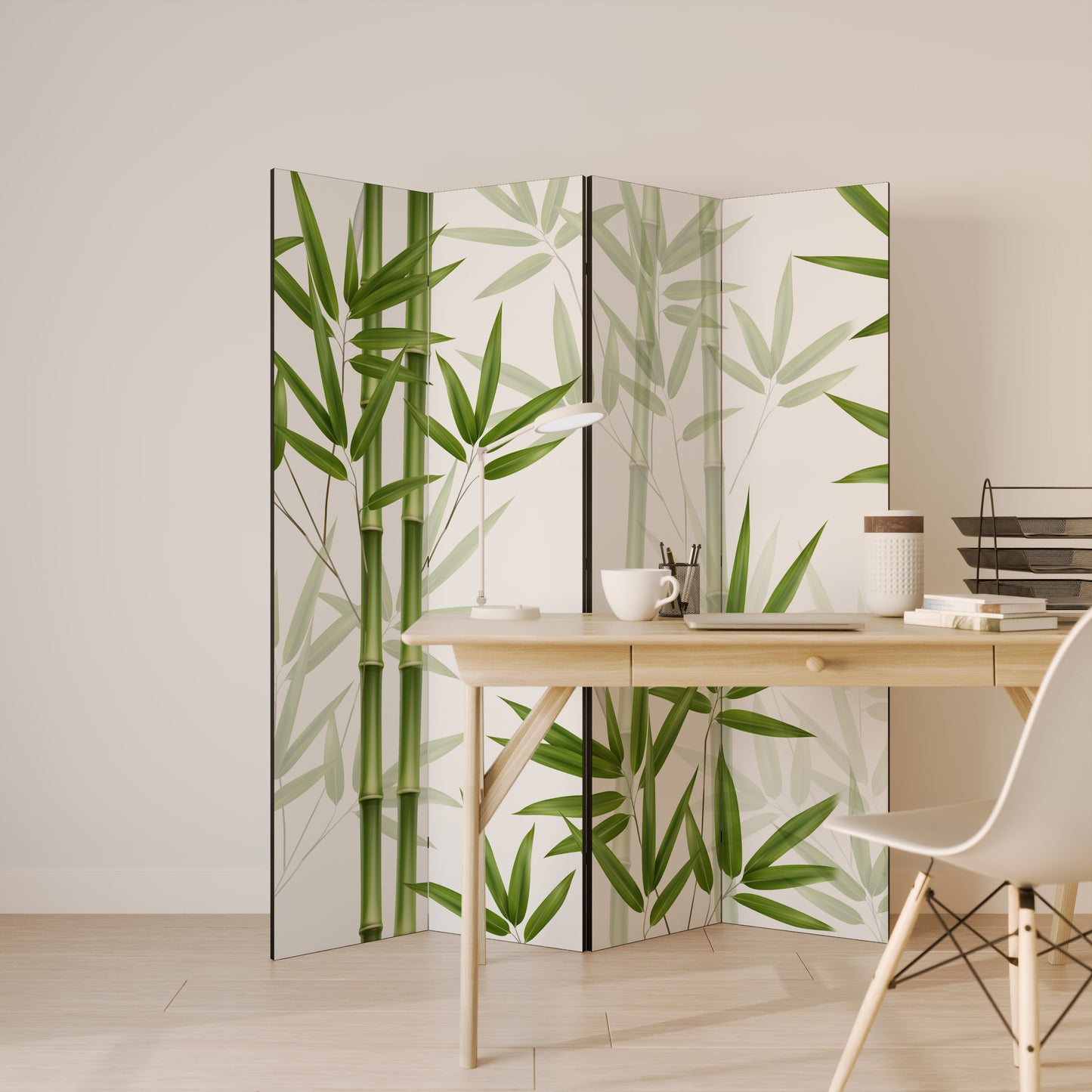 SERENE BAMBOO WHISPERS Divisorio decorativo per ambienti a 4 pannelli