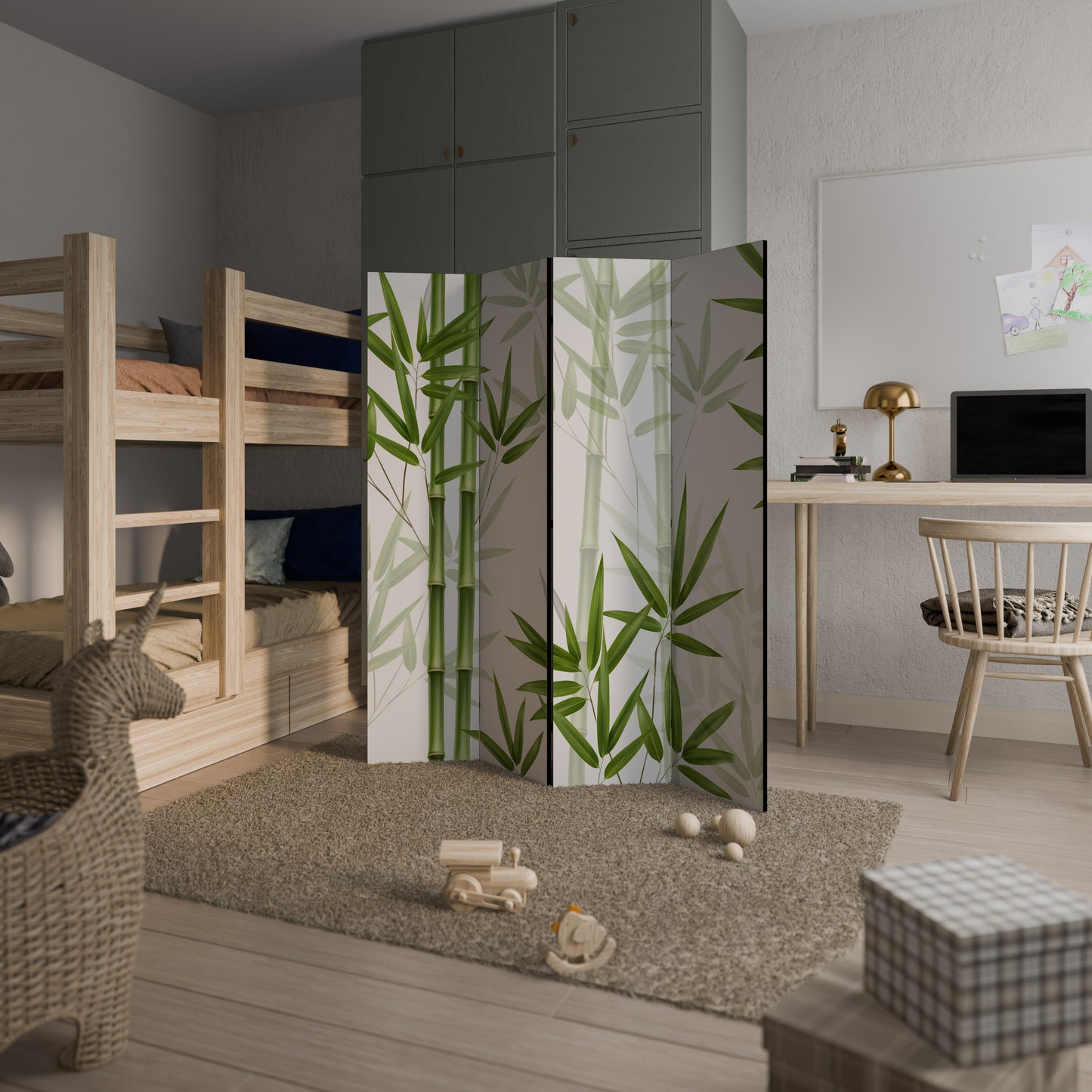 SERENE BAMBOO WHISPERS Divisorio decorativo per ambienti a 4 pannelli