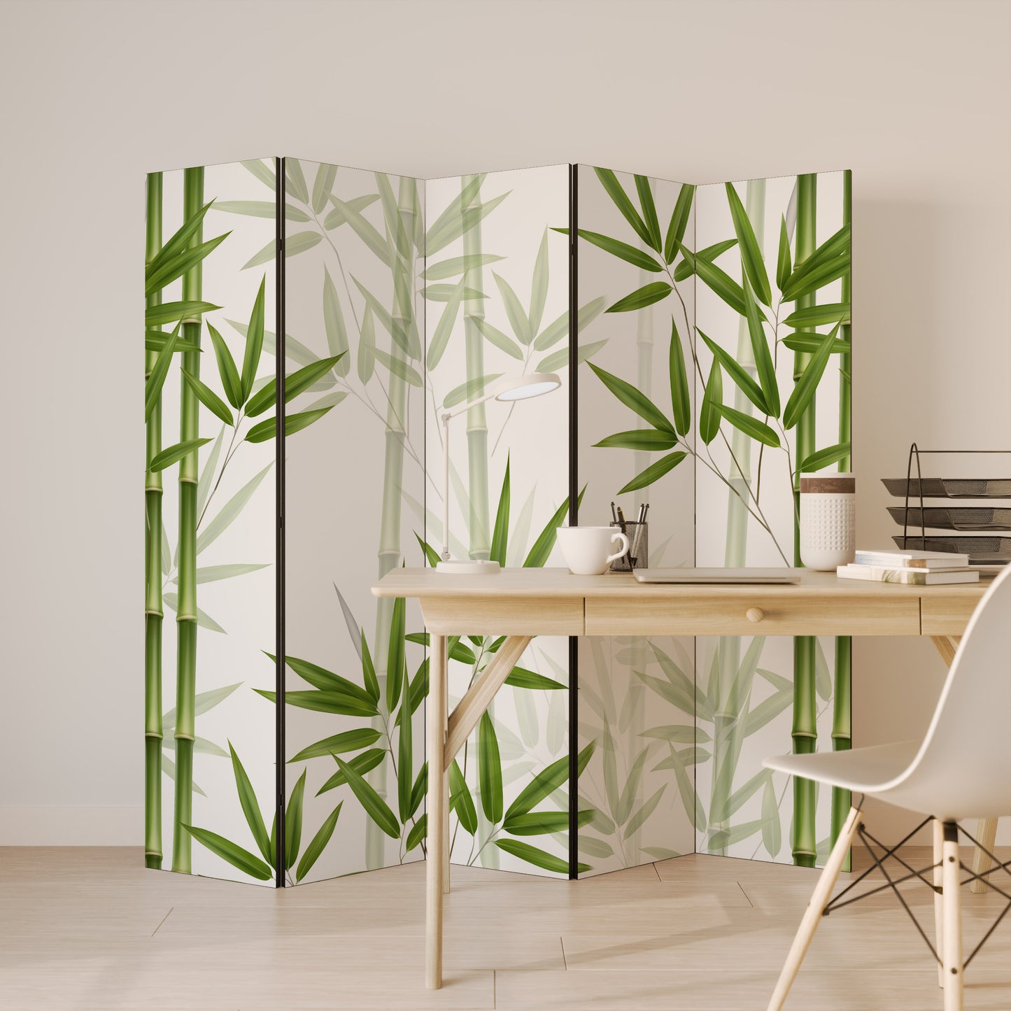 SERENE BAMBOO WHISPERS Divisorio decorativo per ambienti a 5 pannelli
