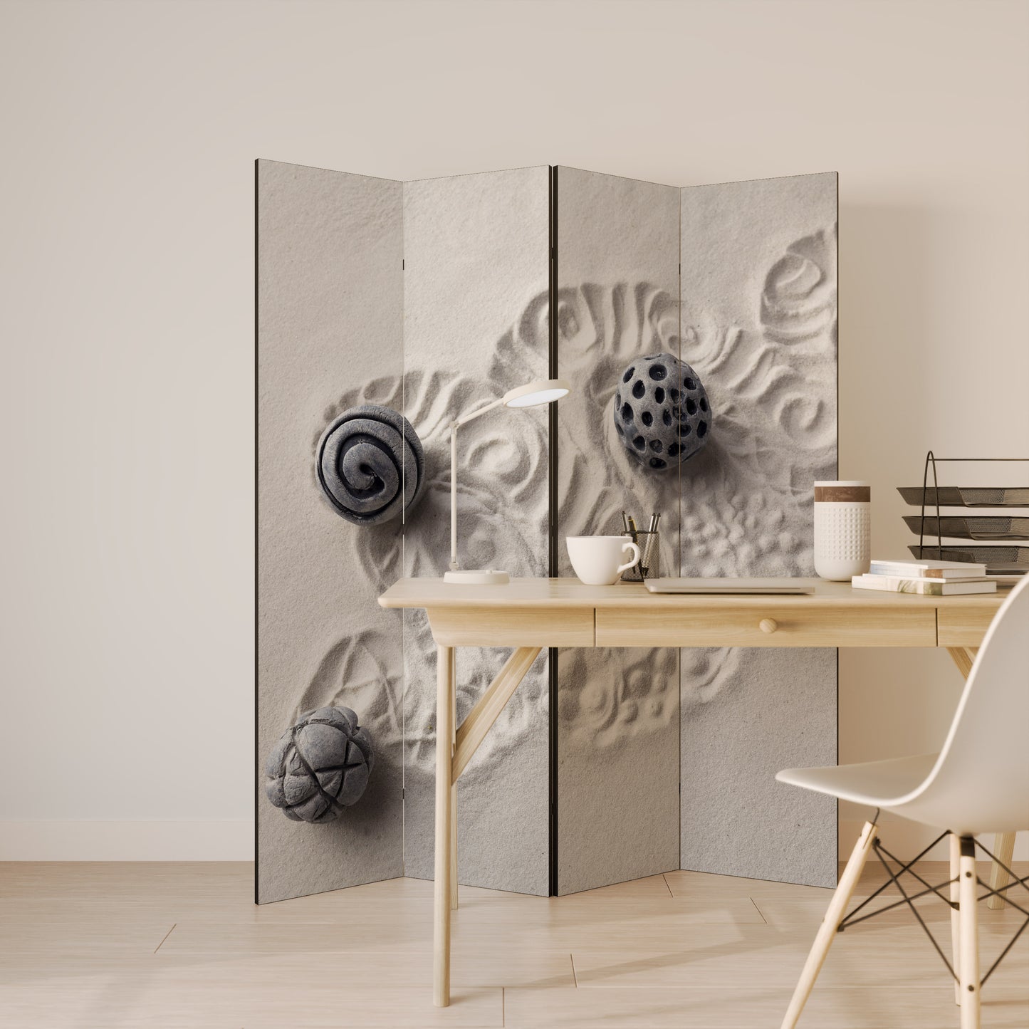 Serenity decorativo divisorio per ambienti a 4 pannelli SAND SCULPTED SERENITY