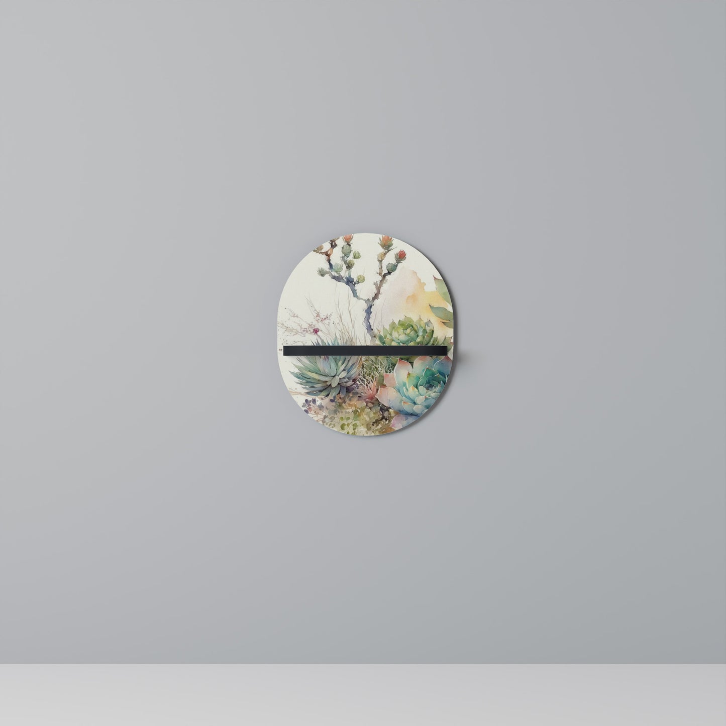 SECRET GARDEN Oval Art Shelf In Black Finish
