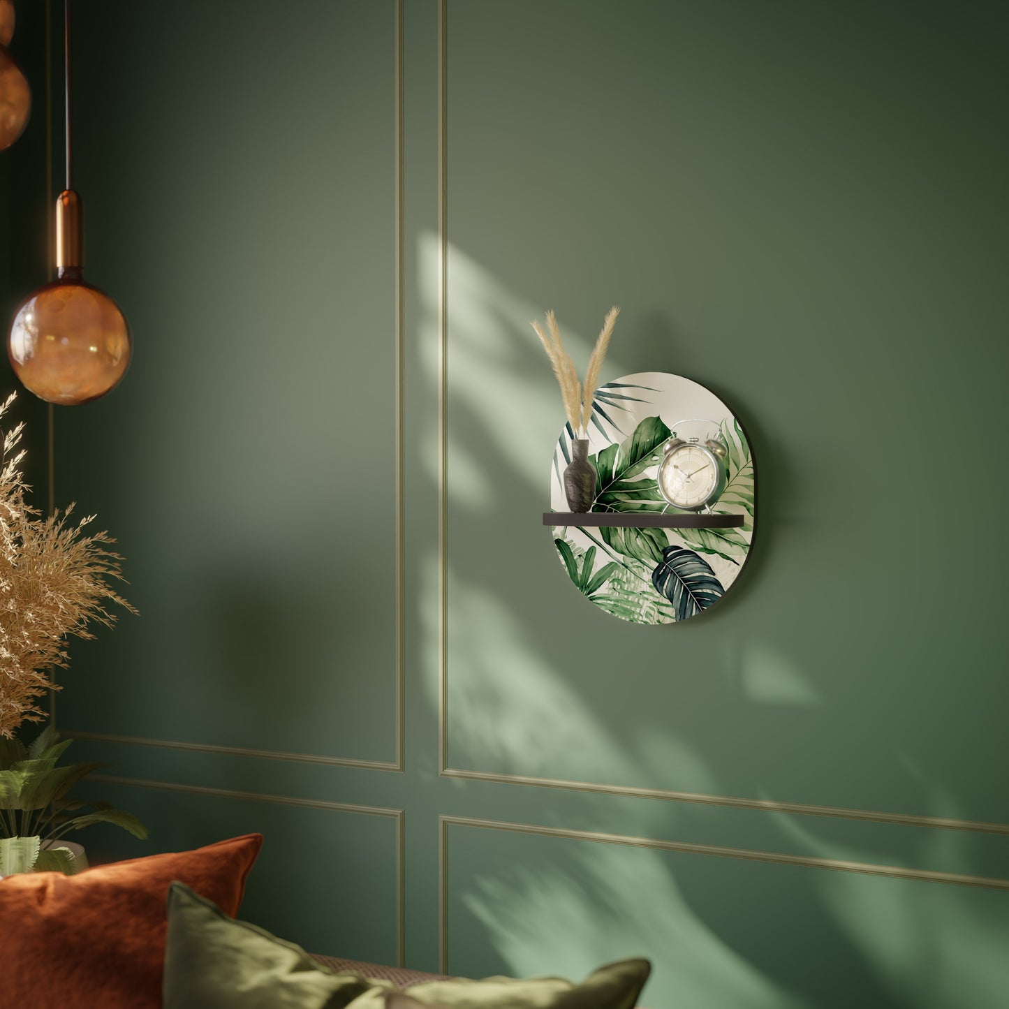 MONSTERA DREAM Oval Art Shelf In Black Finish