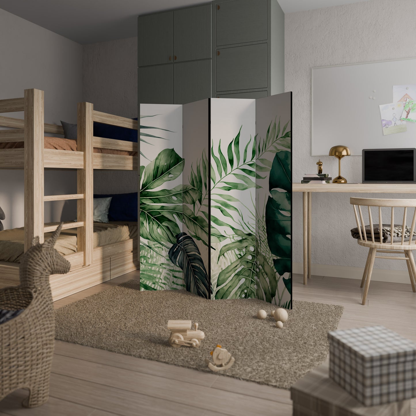 MONSTERA DREAM Divisorio decorativo per ambienti a 4 pannelli