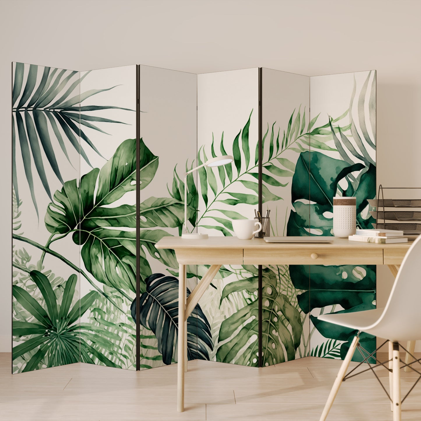 MONSTERA DREAM Divisorio decorativo per ambienti a 6 pannelli