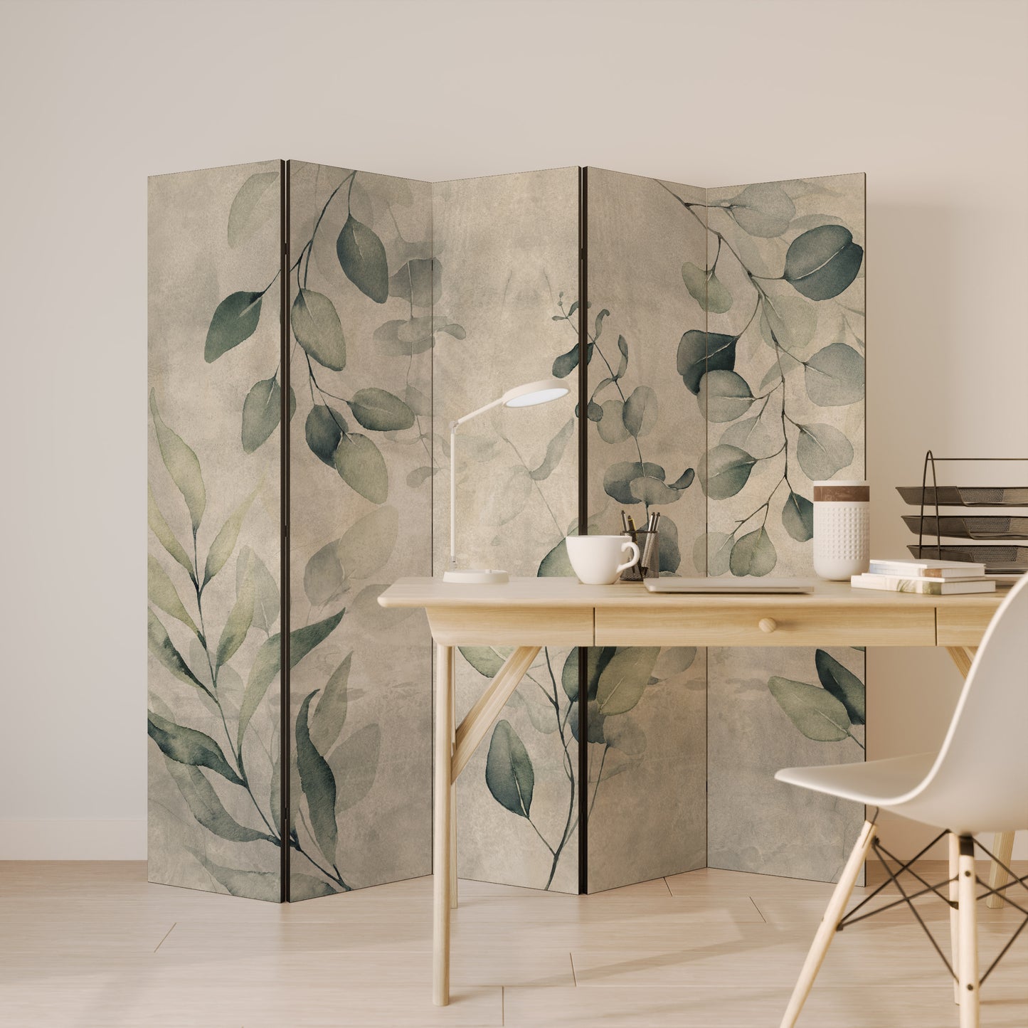 ELEGANZA nei toni della terra Divisorio decorativo a 5 pannelli