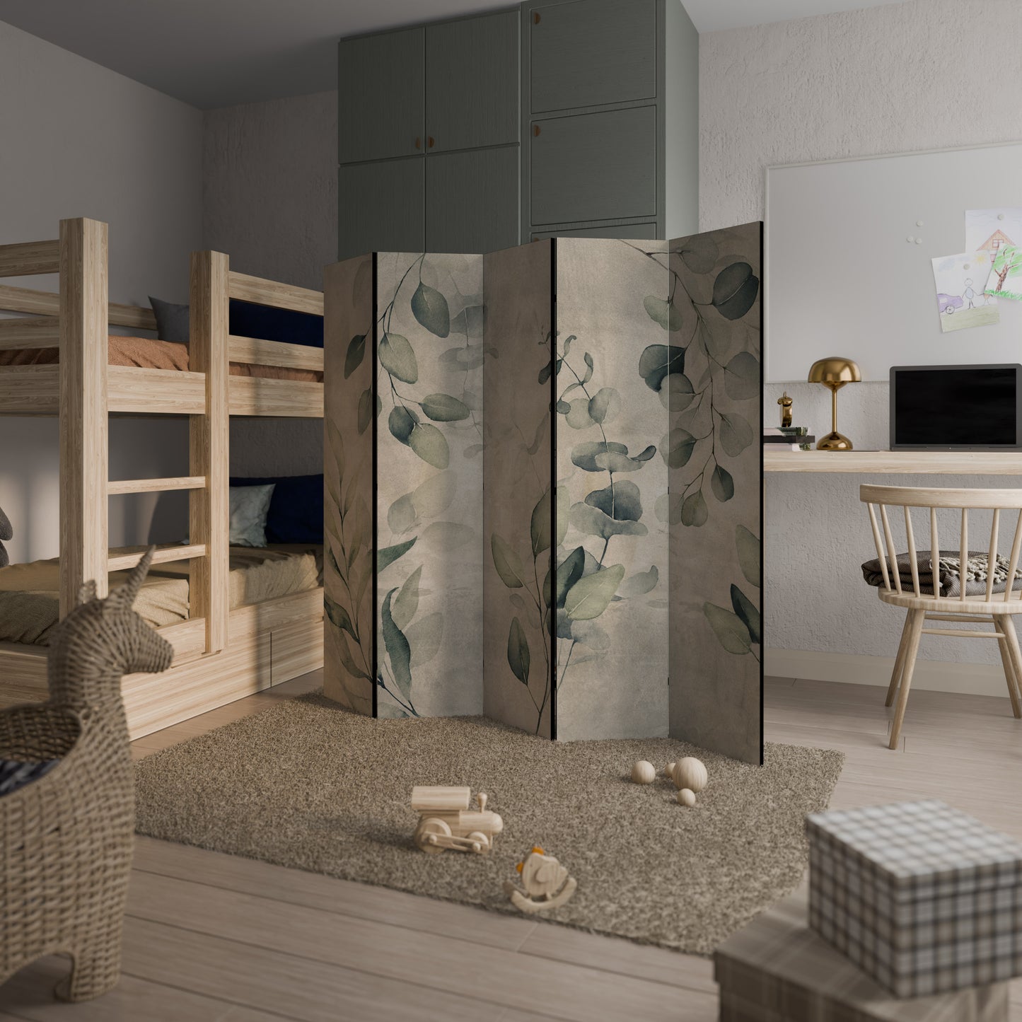 ELEGANZA nei toni della terra Divisorio decorativo a 5 pannelli