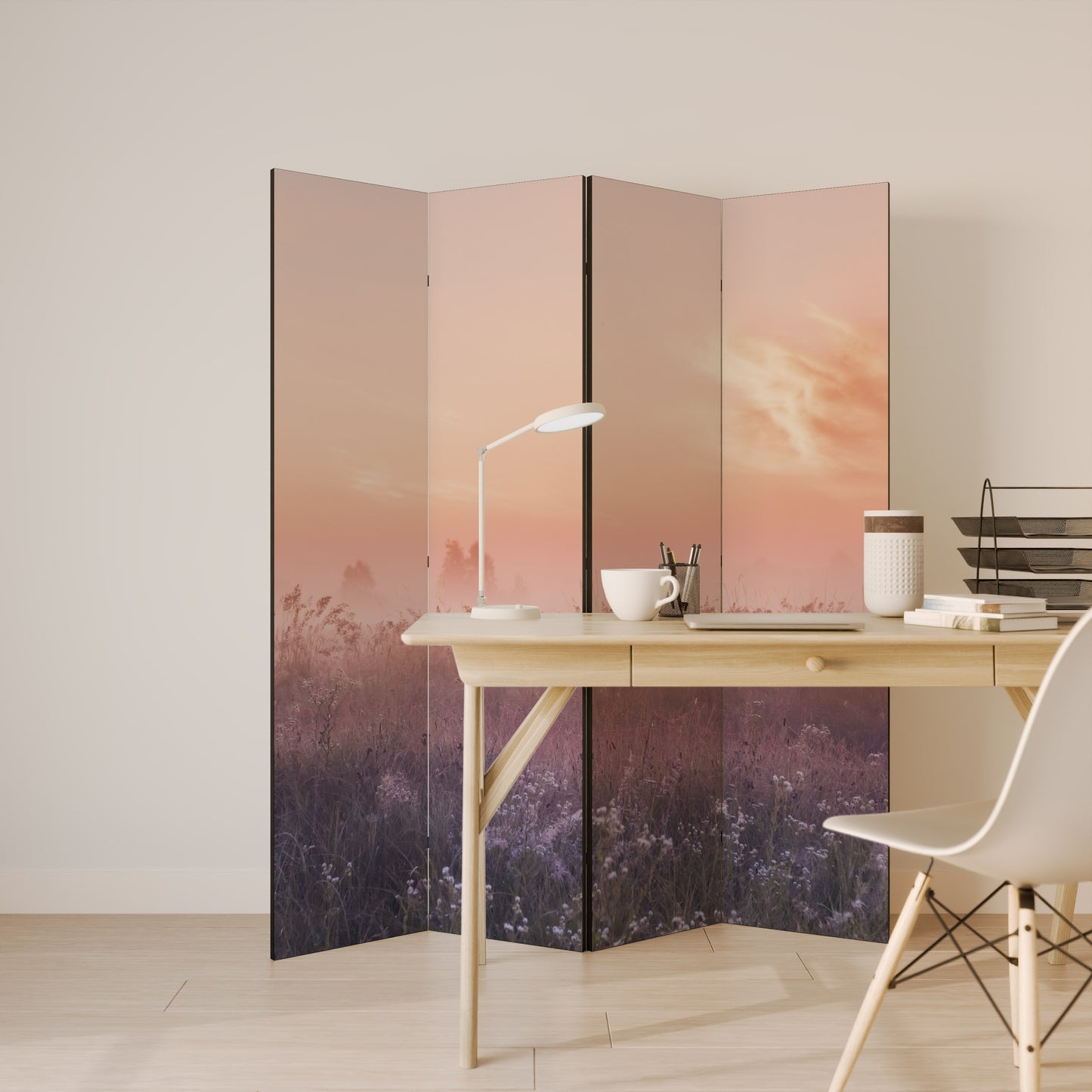 ENCHANTED MORNING VEIL Decorative 4-Panel Room Divider