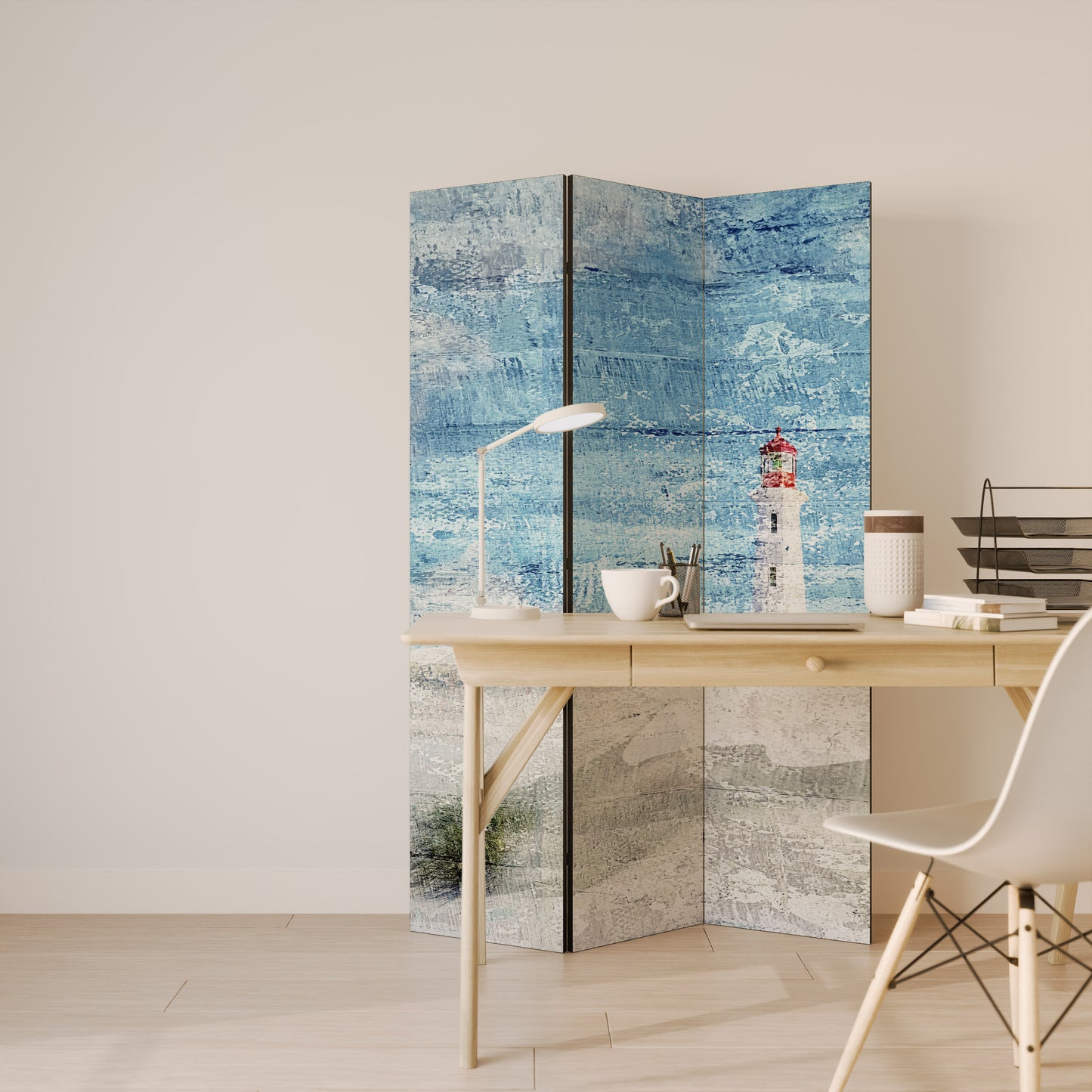 LIGHTHOUSE IN TRANQUILITY - Divisorio decorativo per ambienti a 3 pannelli