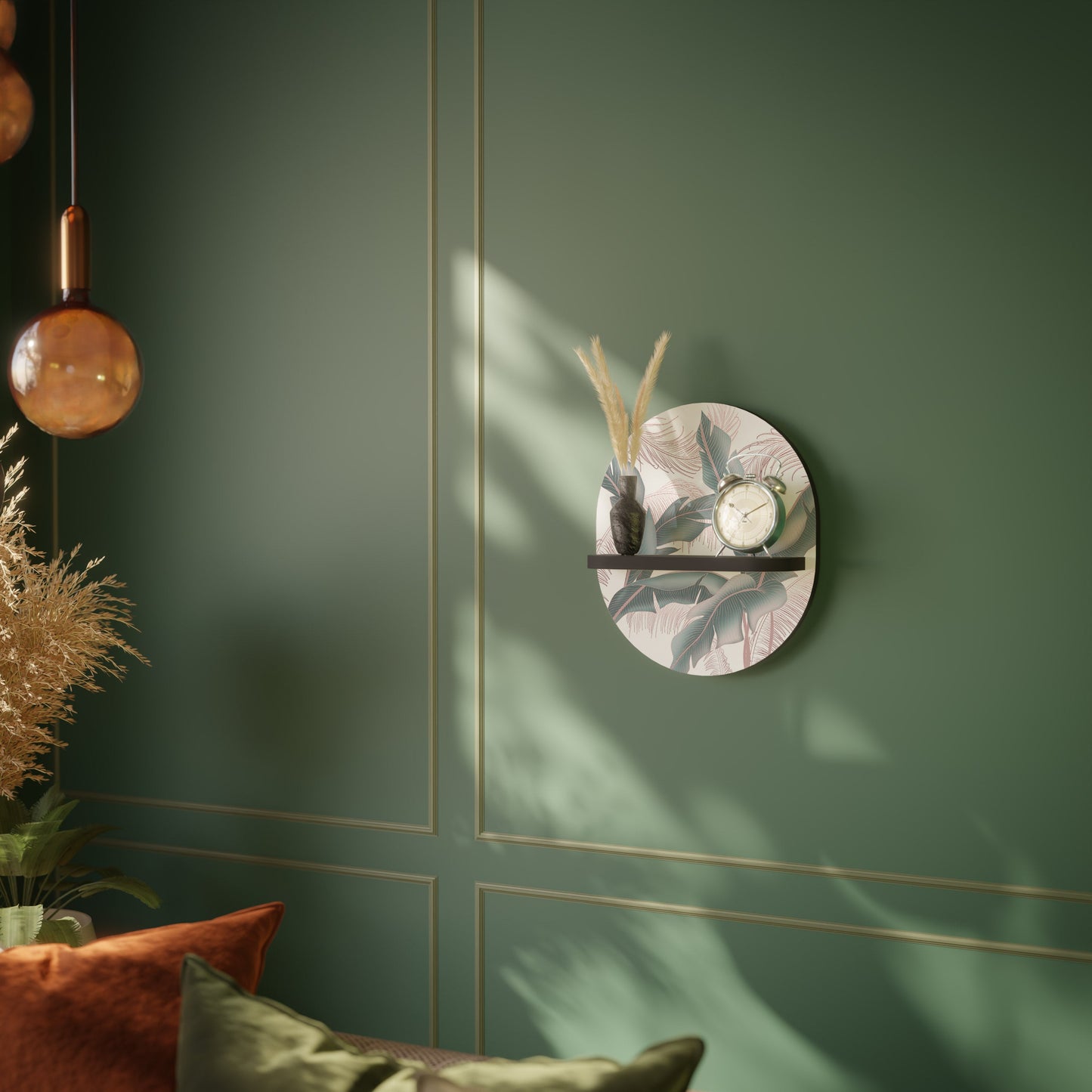 DELICATE BLISS Oval Art Shelf In Black Finish
