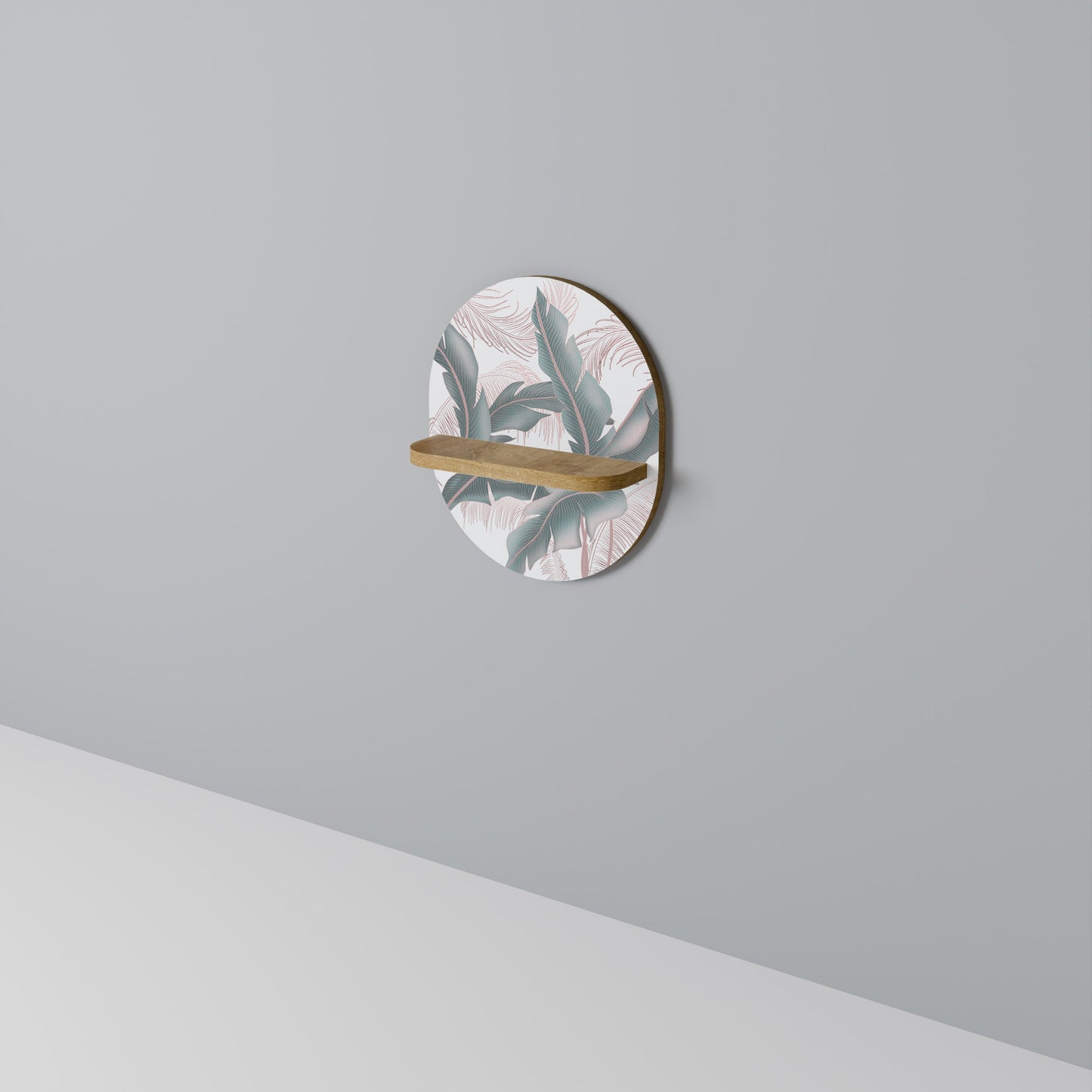 DELICATE BLISS Oval Art Shelf In Oak Effect