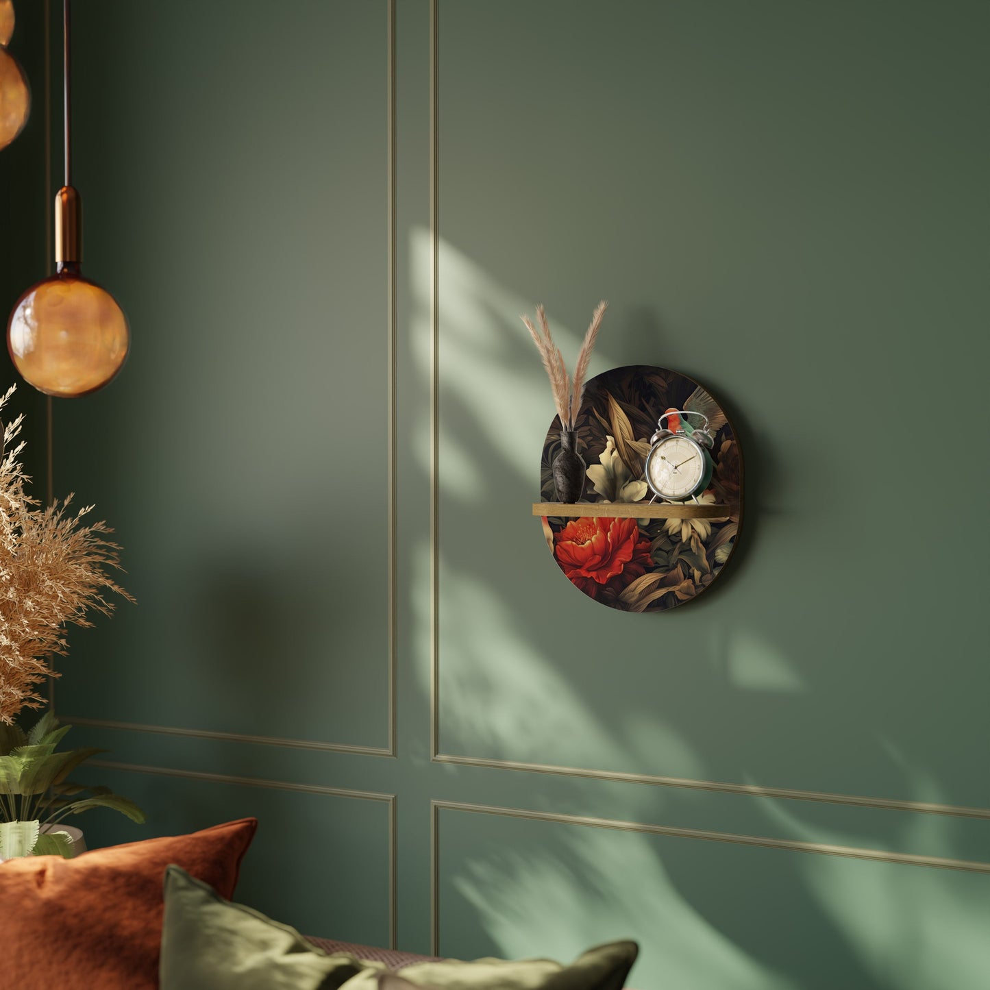 BOTANICAL BIRDSONG Mensola ovale in effetto rovere