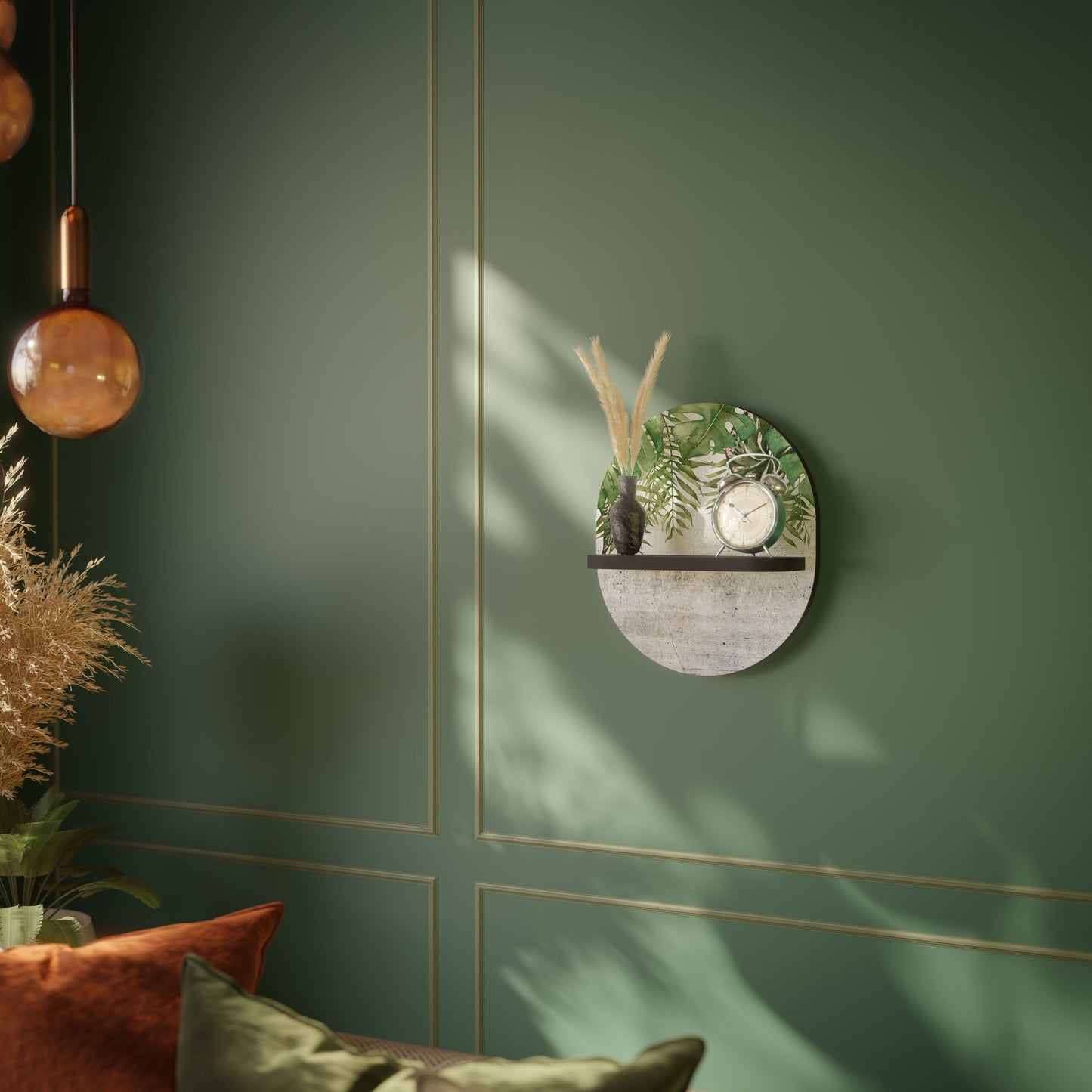 URBAN TROPICS Oval Art Shelf In Black Finish