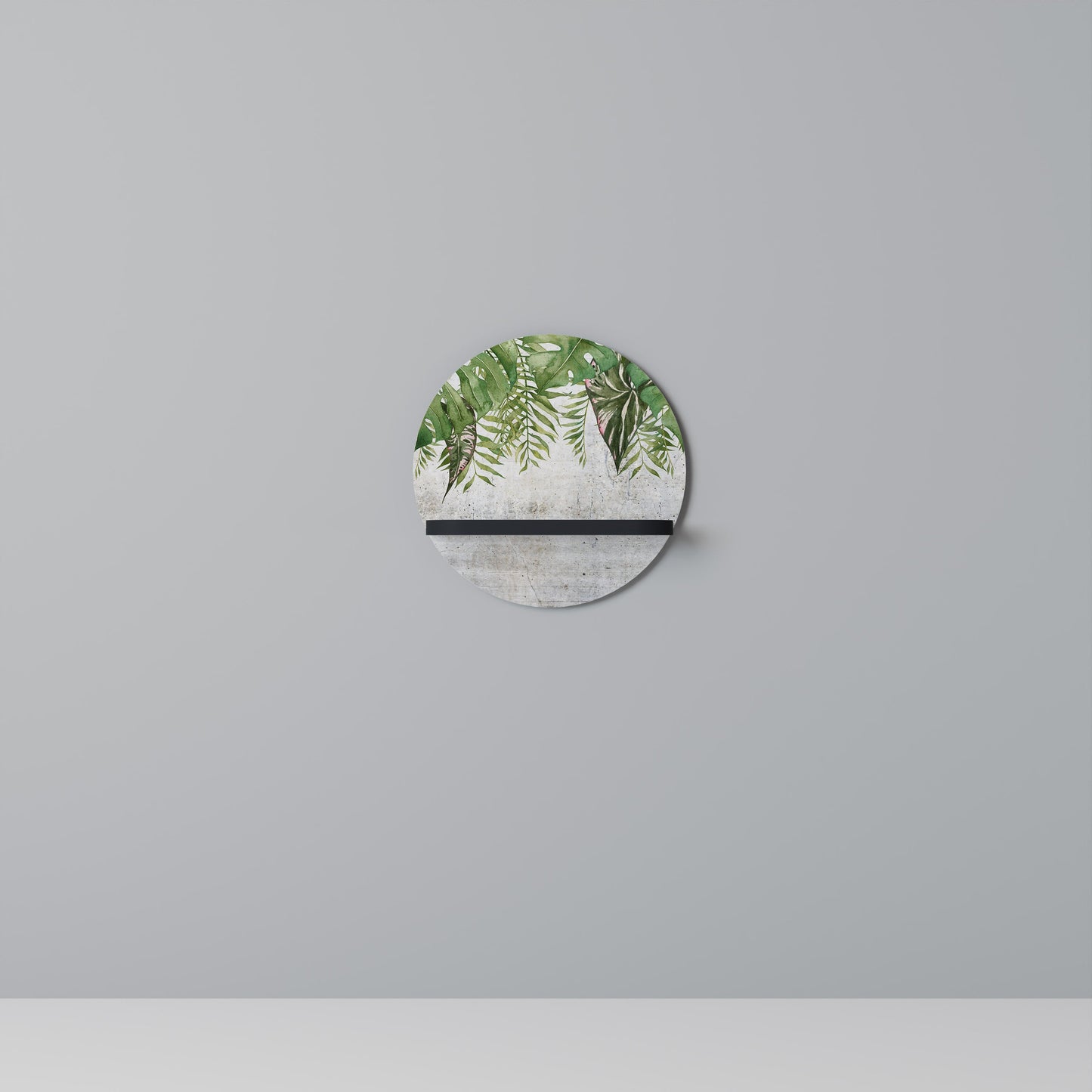 URBAN TROPICS Round Art Shelf In Black Finish
