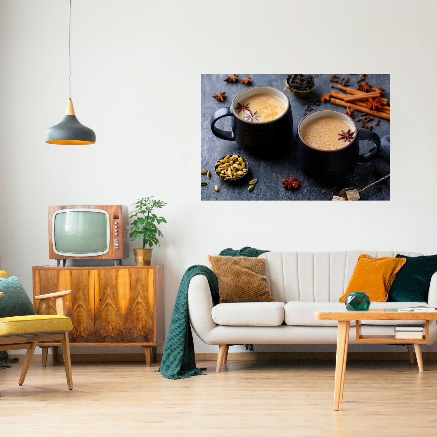CALORE IN UNA TAZZA Poster orizzontale staccabile e attaccabile