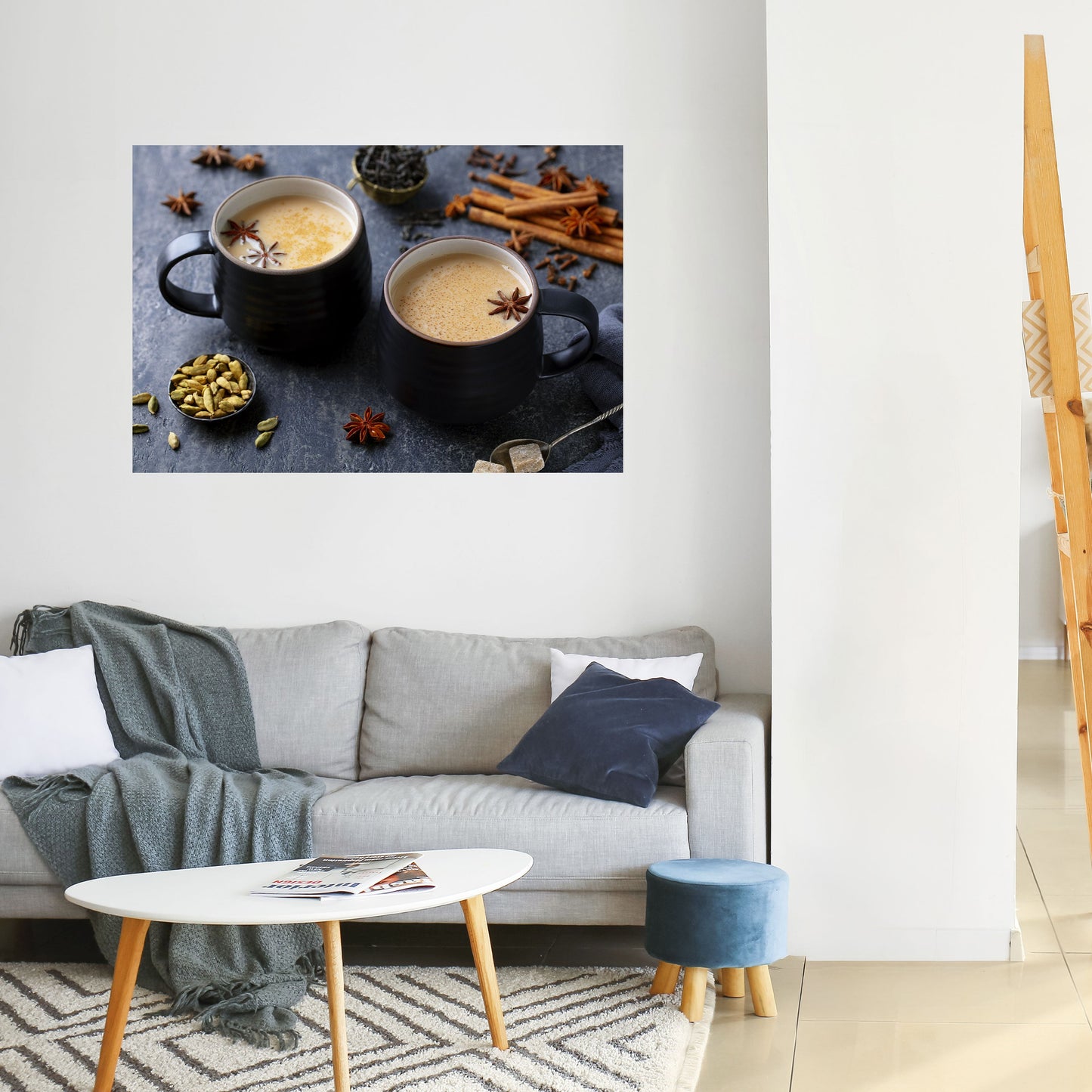 CALORE IN UNA TAZZA Poster orizzontale staccabile e attaccabile