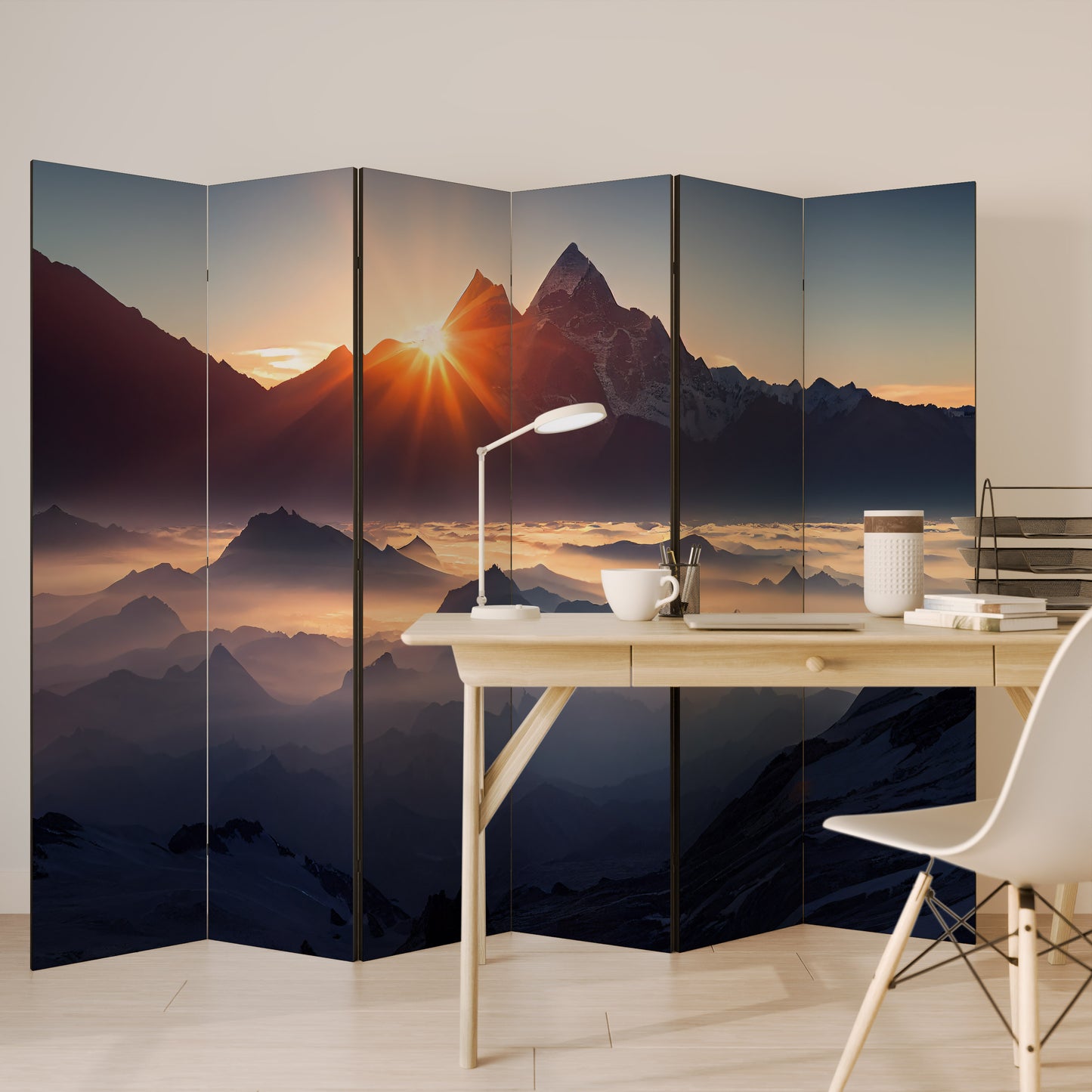 MOUNTAINS AT DAWN Divisorio decorativo per ambienti a 6 pannelli