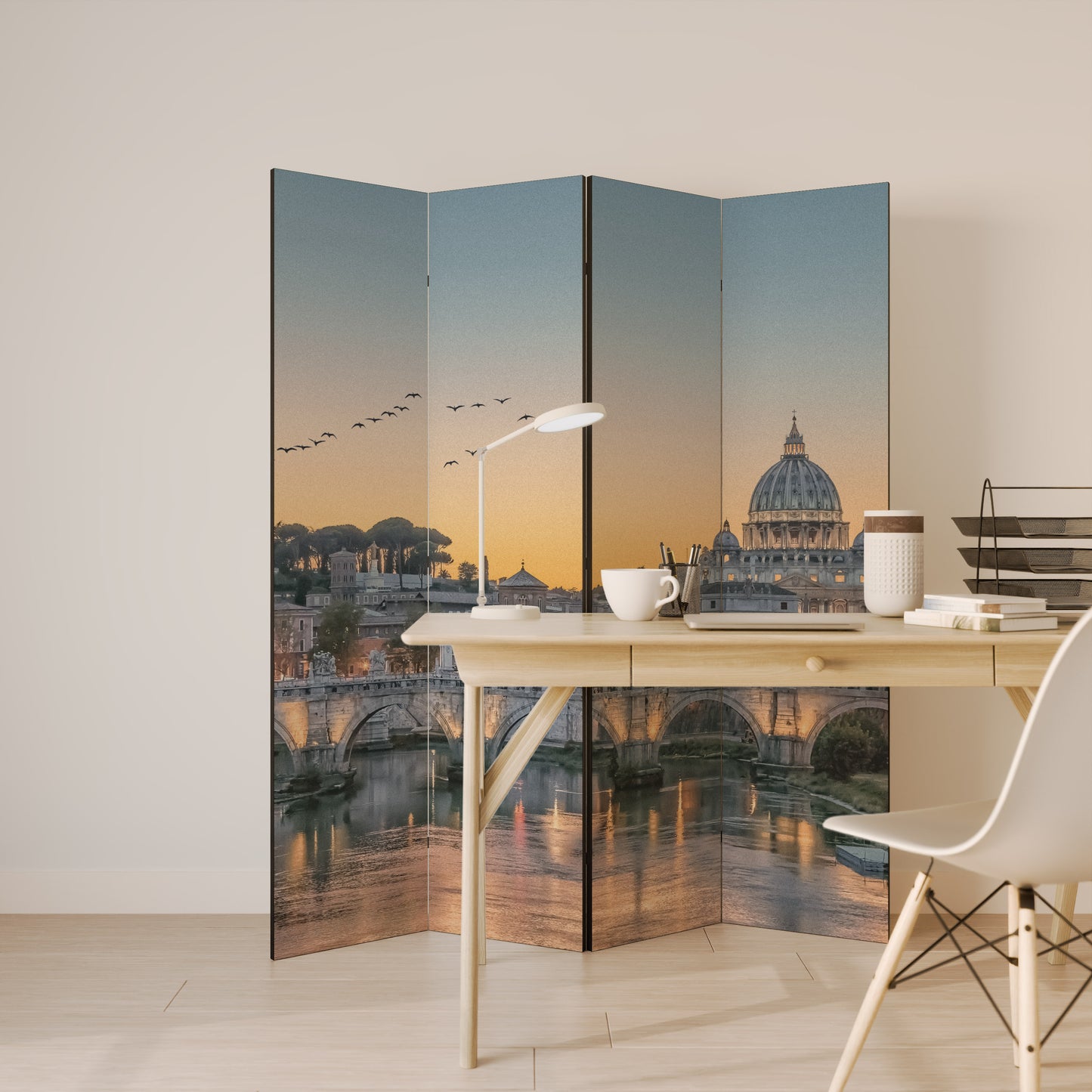 RIFLESSI DI ROMA Divisorio decorativo per ambienti a 4 pannelli