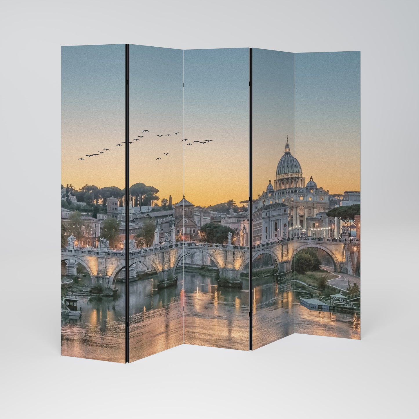 RIFLESSI DI ROMA Divisorio decorativo per ambienti a 5 pannelli