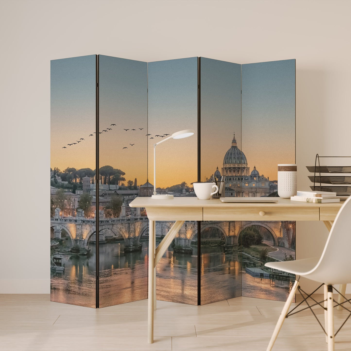 RIFLESSI DI ROMA Divisorio decorativo per ambienti a 5 pannelli