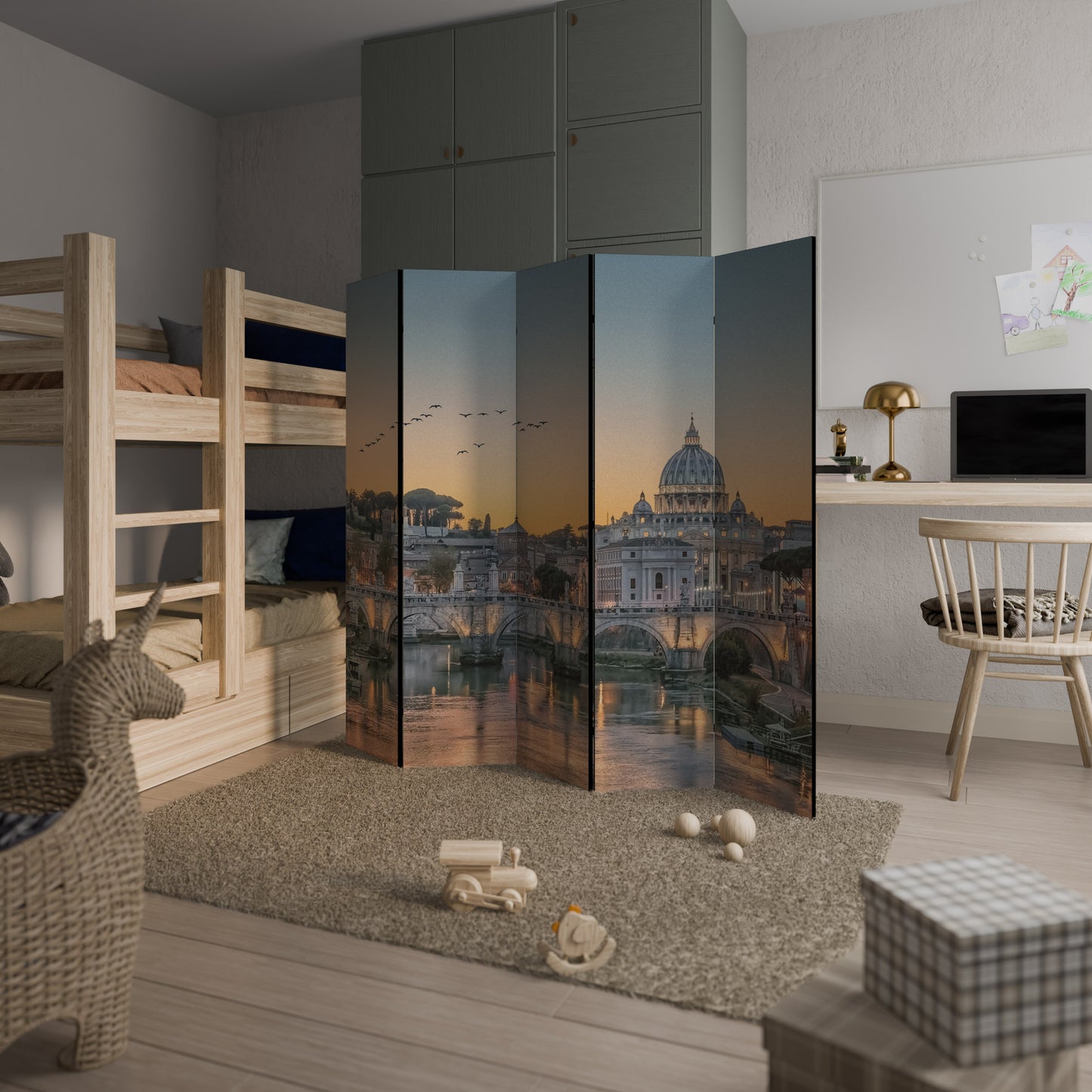 RIFLESSI DI ROMA Divisorio decorativo per ambienti a 5 pannelli