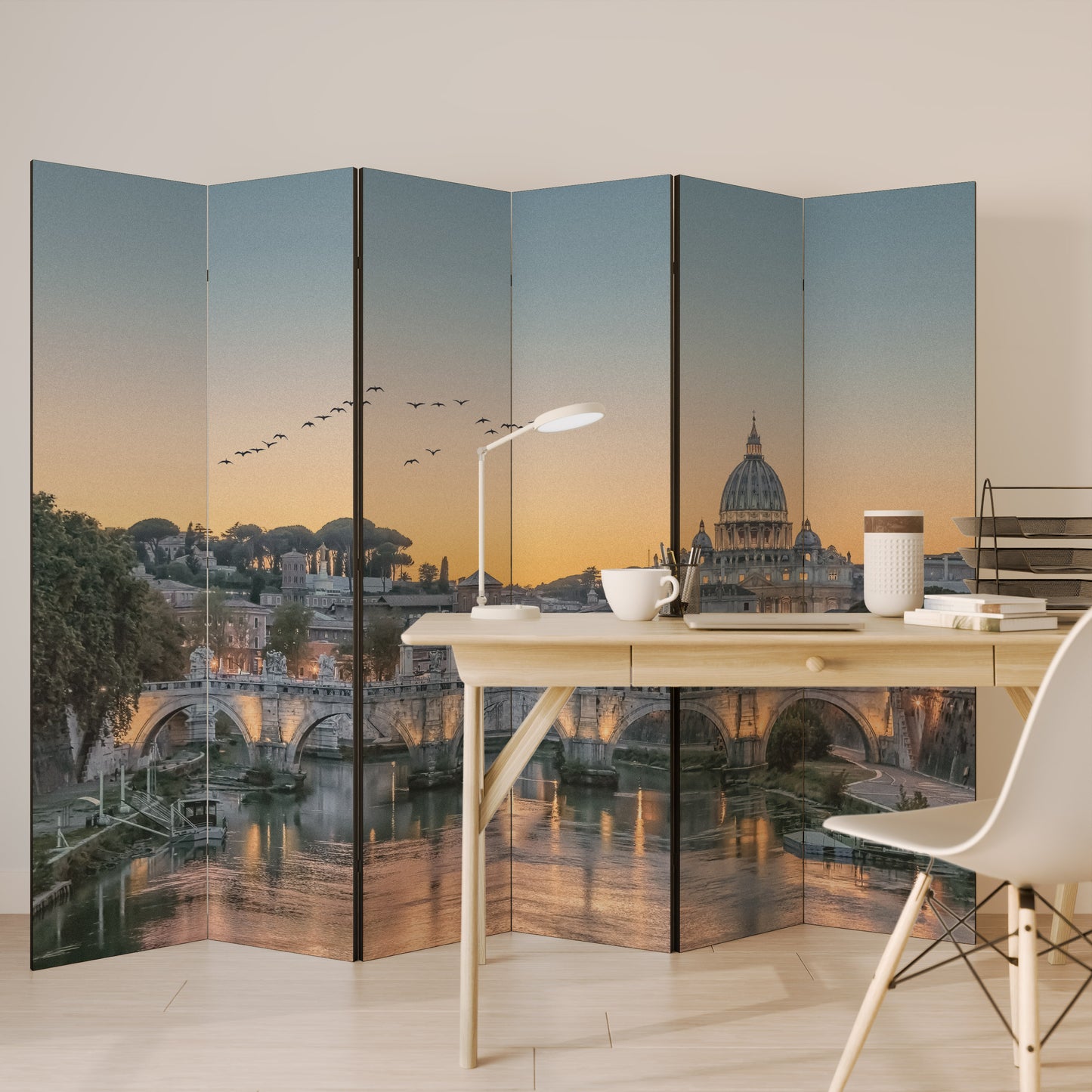 RIFLESSI DI ROMA Divisorio decorativo per ambienti a 6 pannelli
