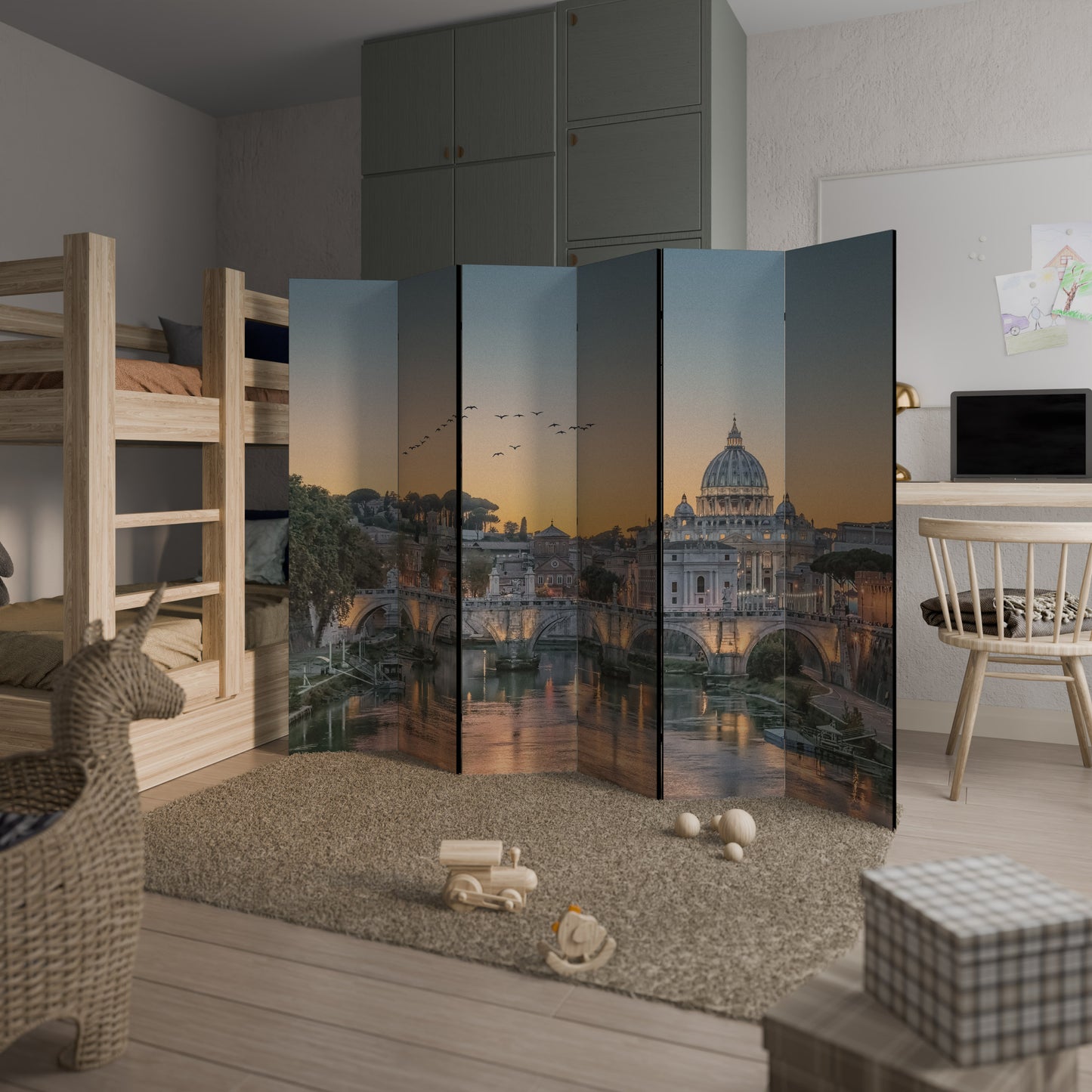 RIFLESSI DI ROMA Divisorio decorativo per ambienti a 6 pannelli