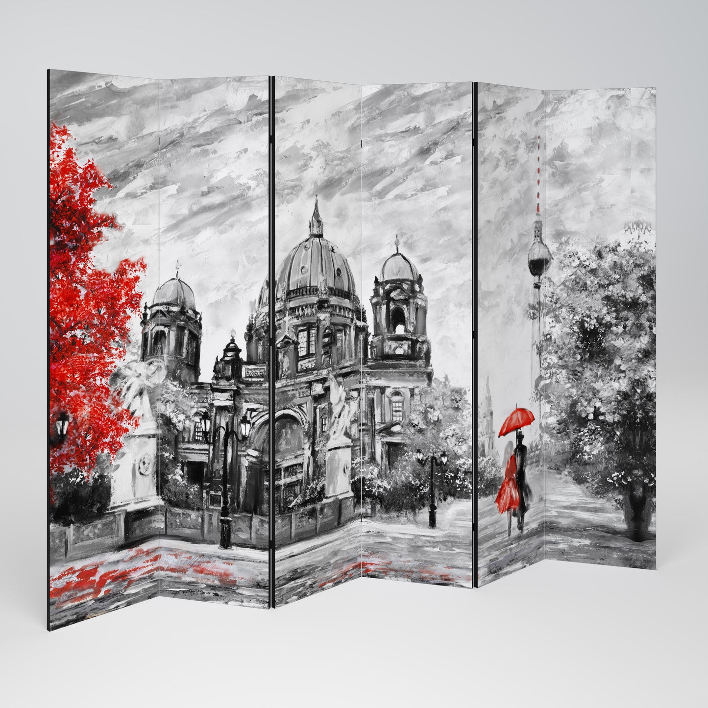 RED LEAVES EMBRACE - Divisorio decorativo per ambienti a 6 pannelli