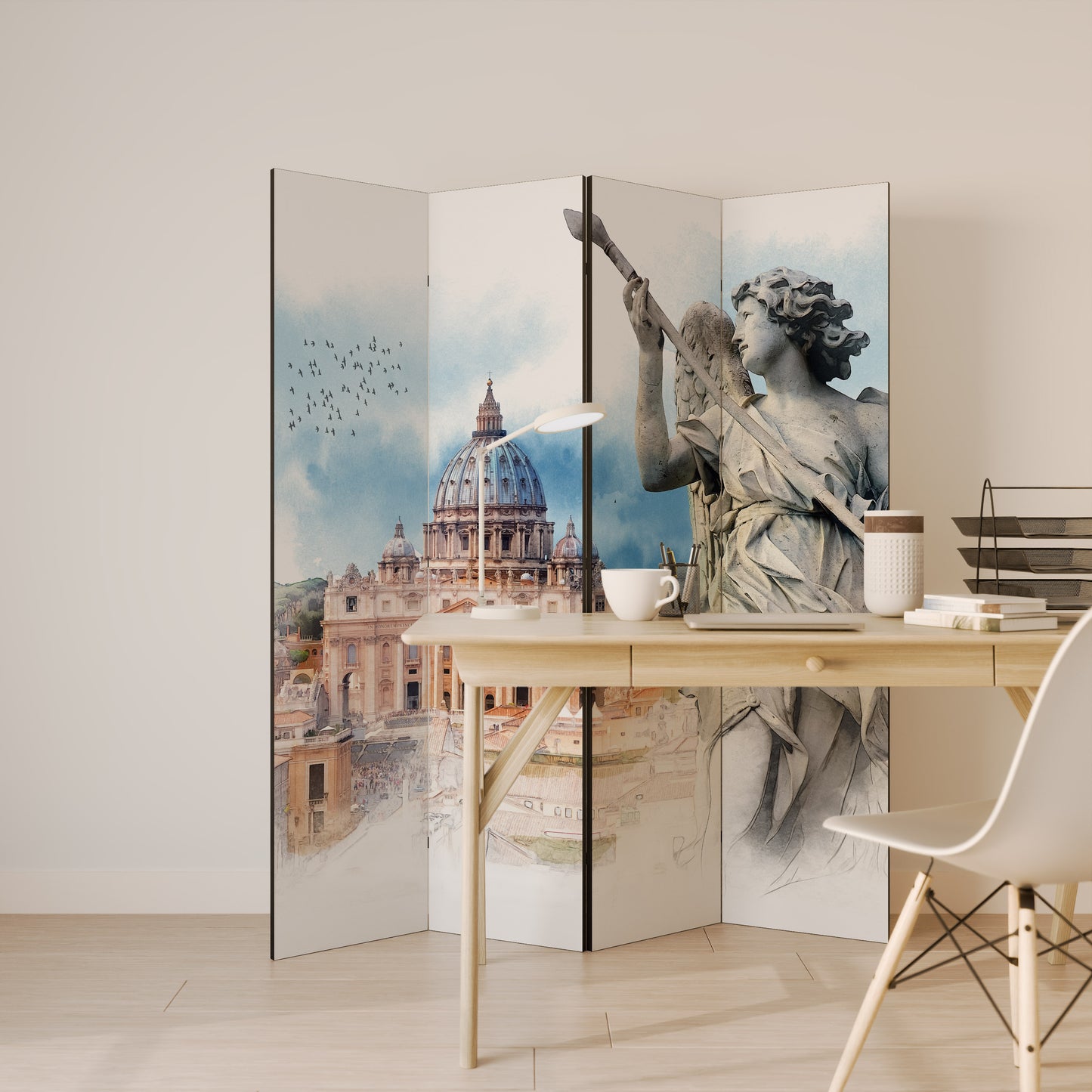 MYSTICAL CITYSCAPE RELIC - Divisorio decorativo per ambienti a 4 pannelli