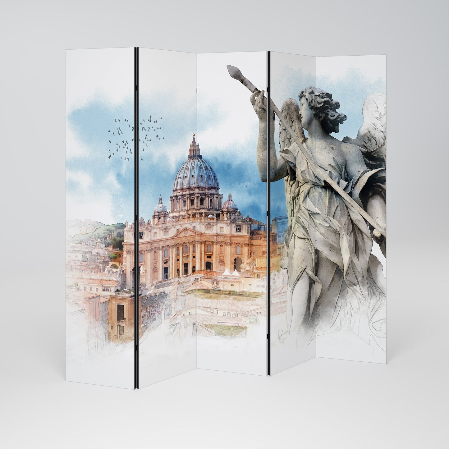 MYSTICAL CITYSCAPE RELIC - Divisorio decorativo per ambienti a 5 pannelli