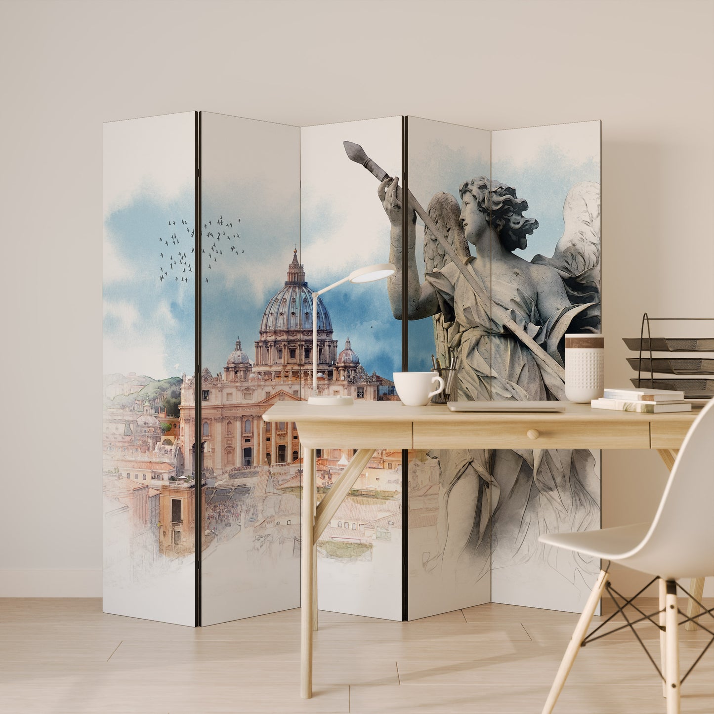 MYSTICAL CITYSCAPE RELIC - Divisorio decorativo per ambienti a 5 pannelli