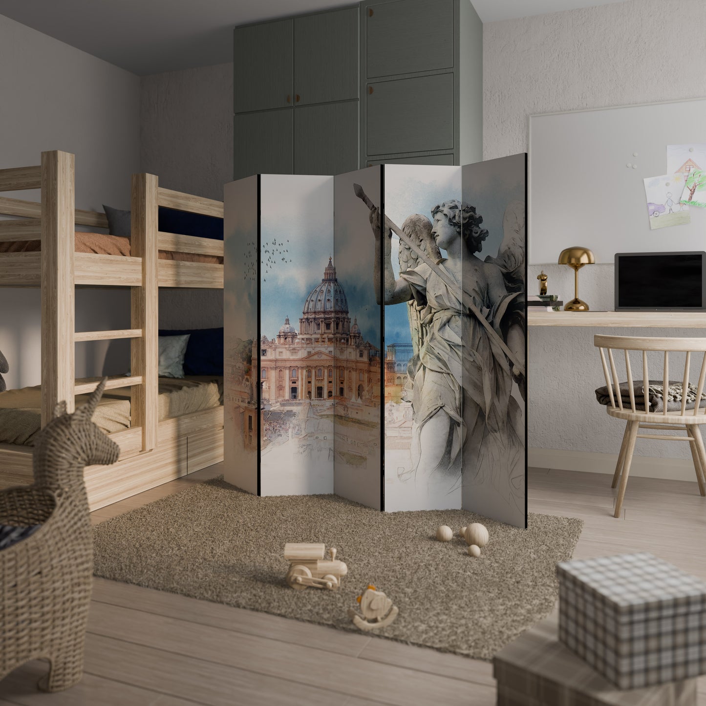 MYSTICAL CITYSCAPE RELIC - Divisorio decorativo per ambienti a 5 pannelli