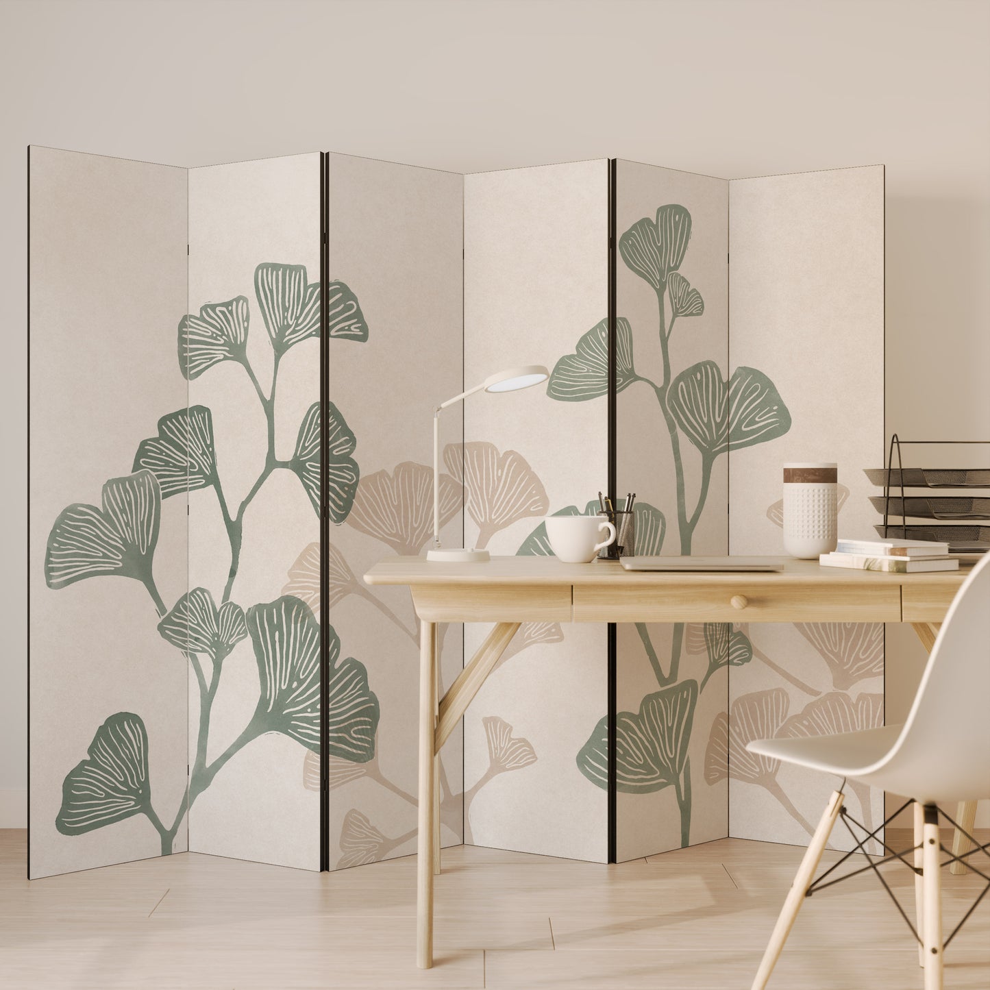Divisorio decorativo per ambienti a 6 pannelli THE GOST OF GINKGO