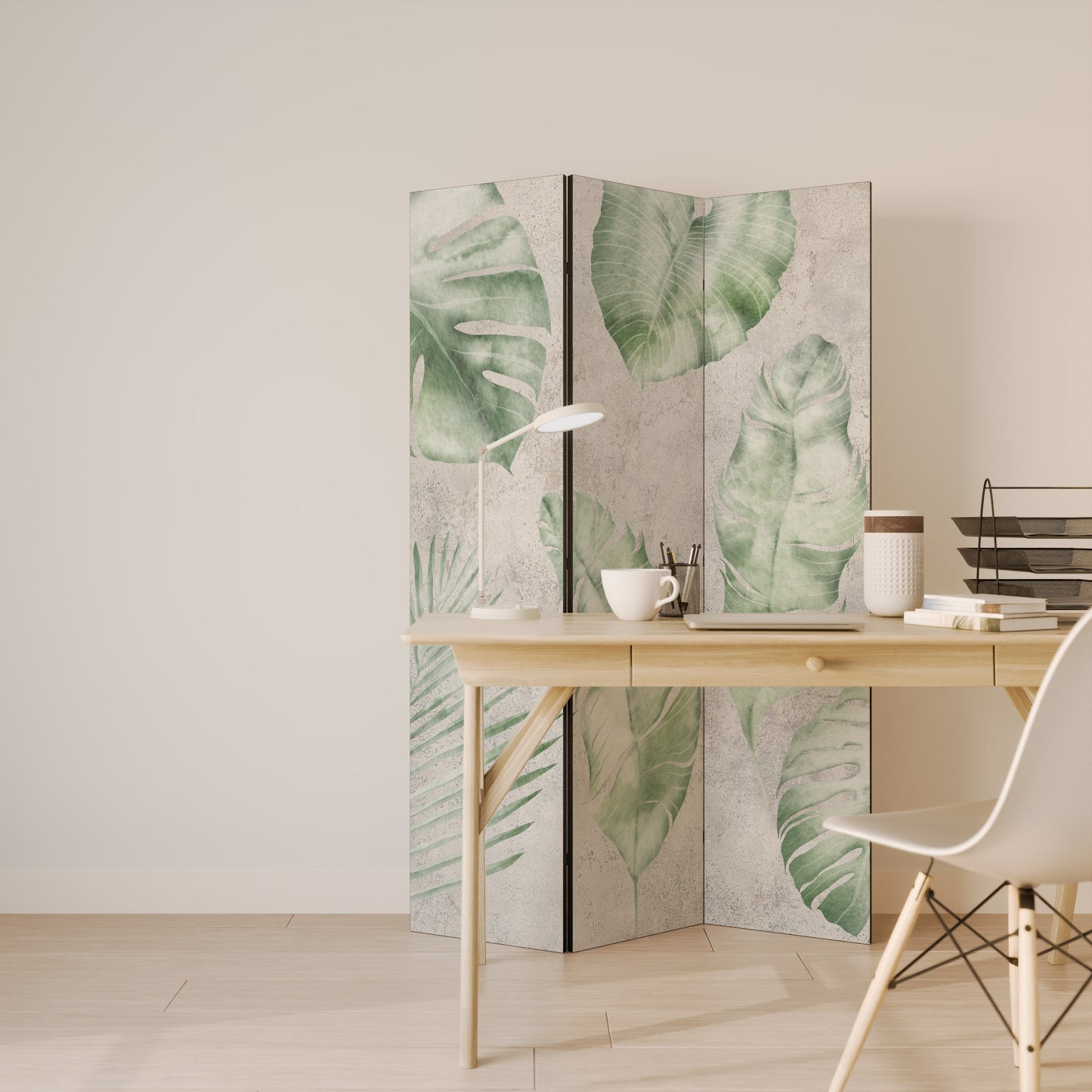 LUSH LEAF WHISPERS Divisorio decorativo per ambienti a 3 pannelli