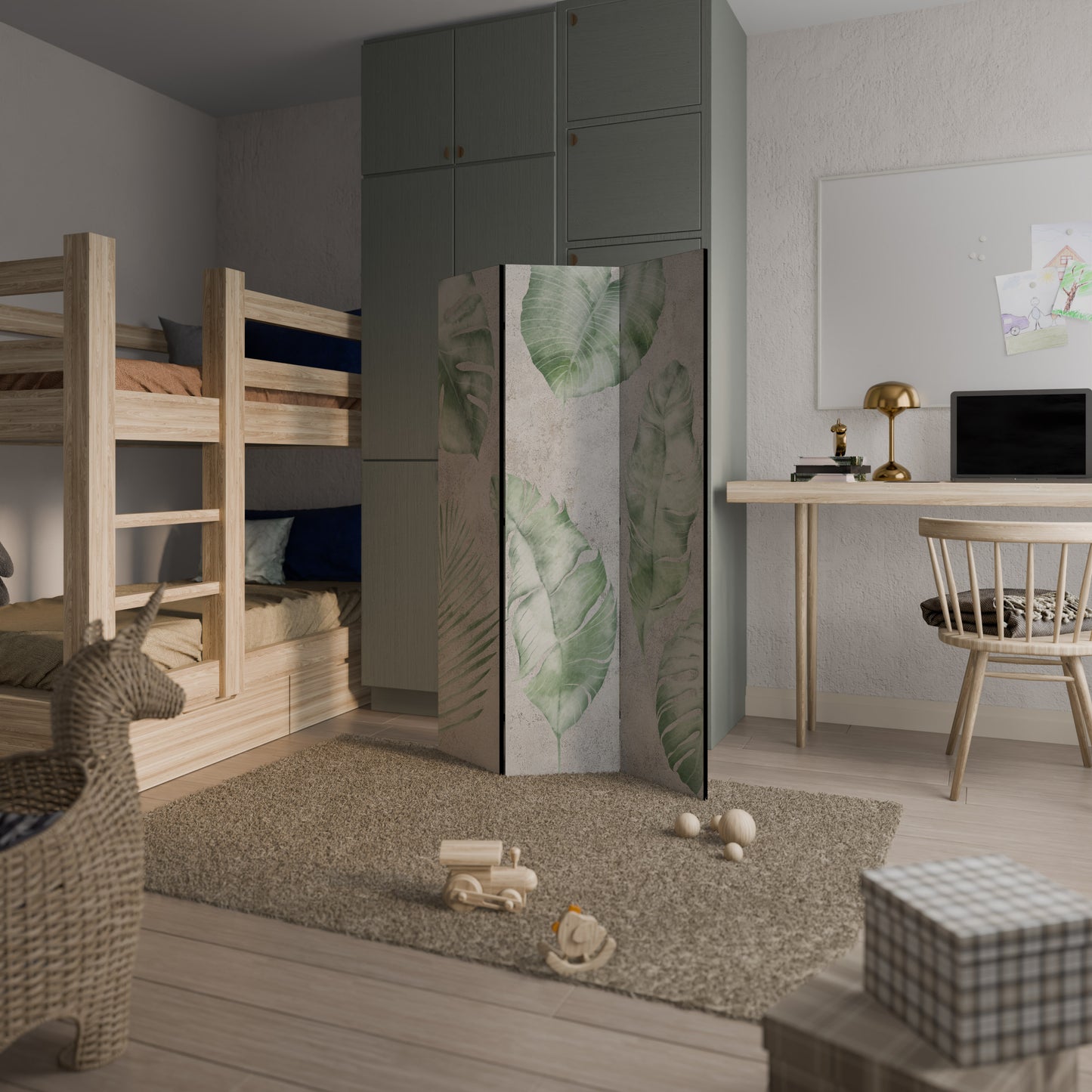 LUSH LEAF WHISPERS Divisorio decorativo per ambienti a 3 pannelli