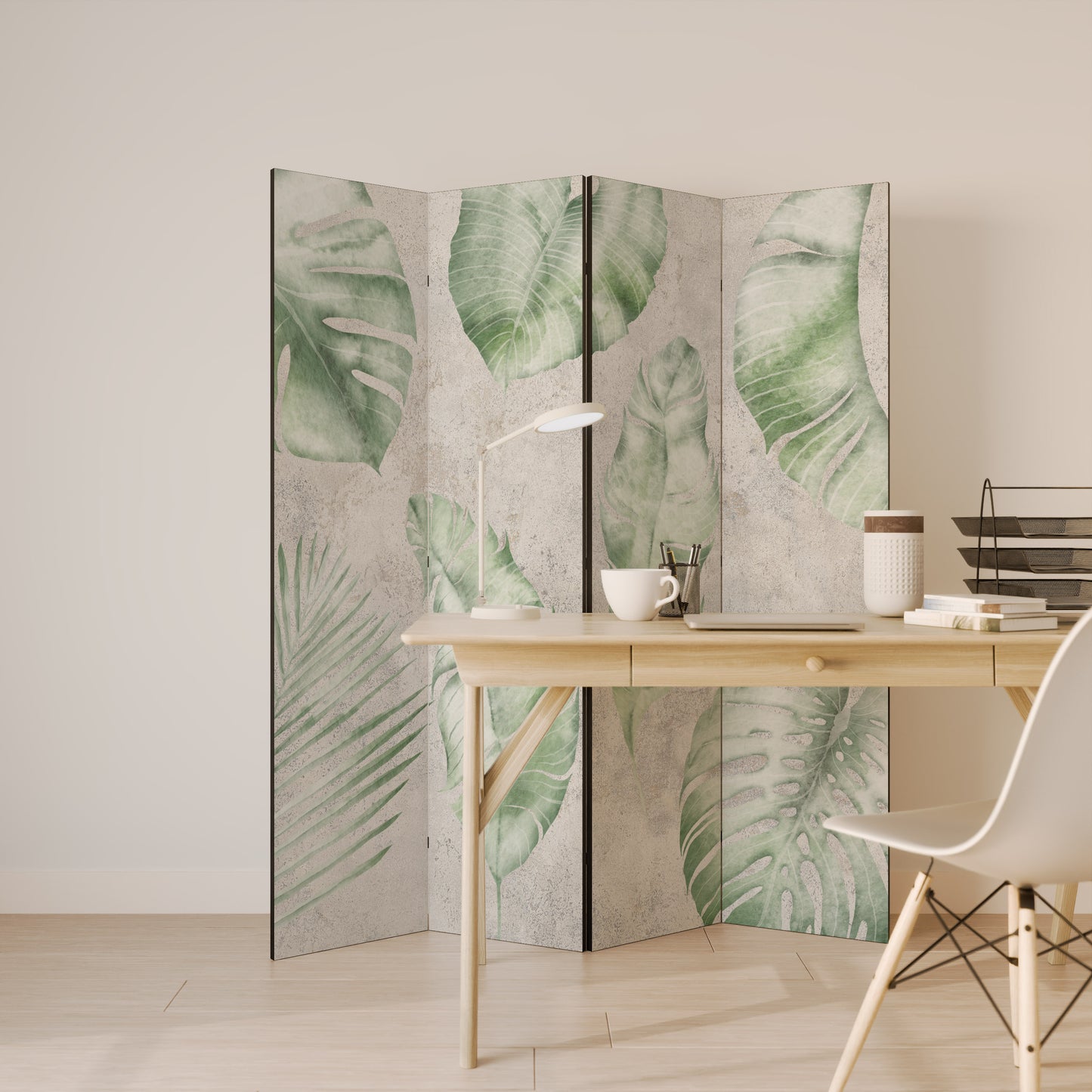 LUSH LEAF WHISPERS Divisorio decorativo per ambienti a 4 pannelli