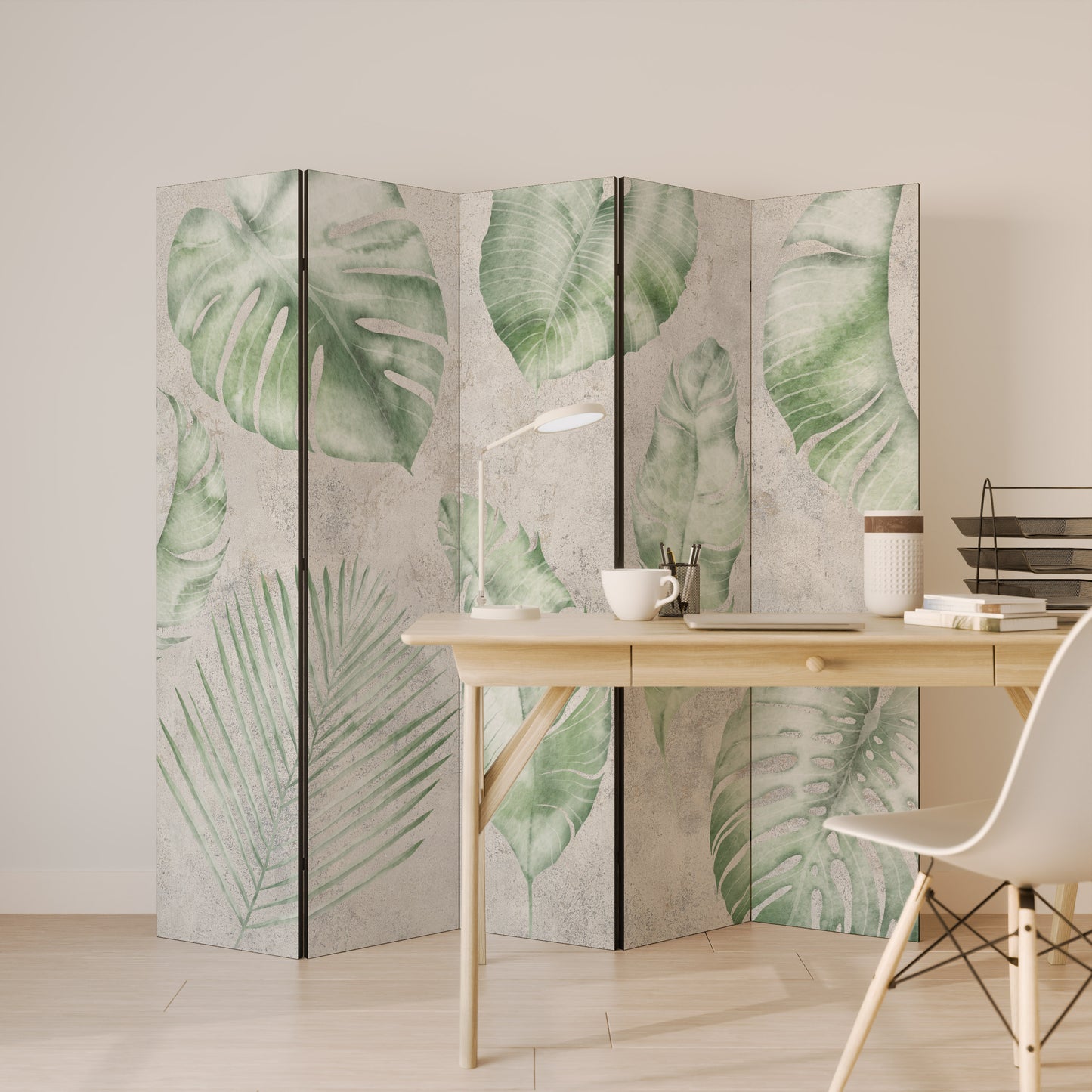 LUSH LEAF WHISPERS Divisorio decorativo per ambienti a 5 pannelli