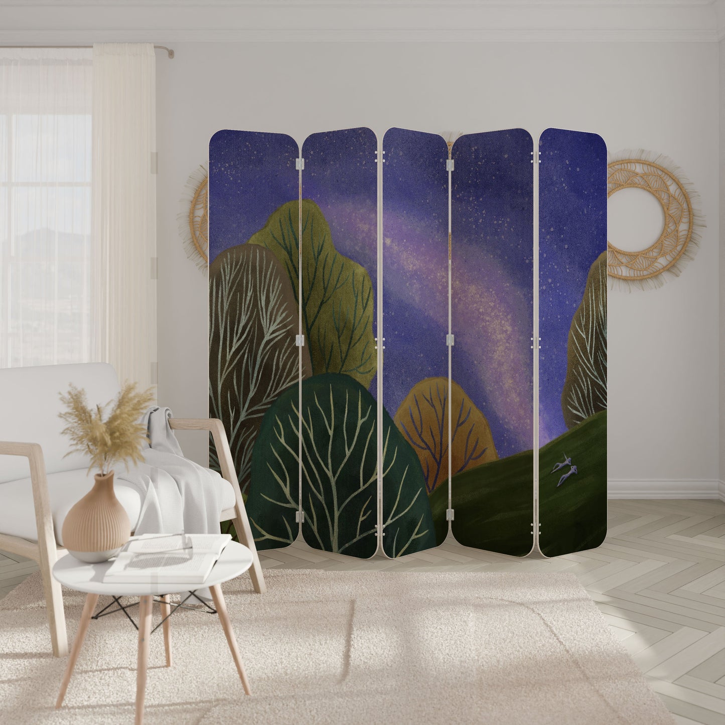 STARLIT VIBE Divisorio per ambienti in compensato a 5 pannelli