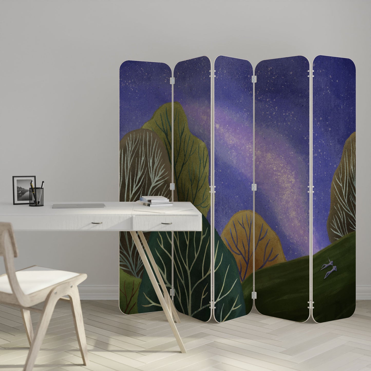 STARLIT VIBE Divisorio per ambienti in compensato a 5 pannelli