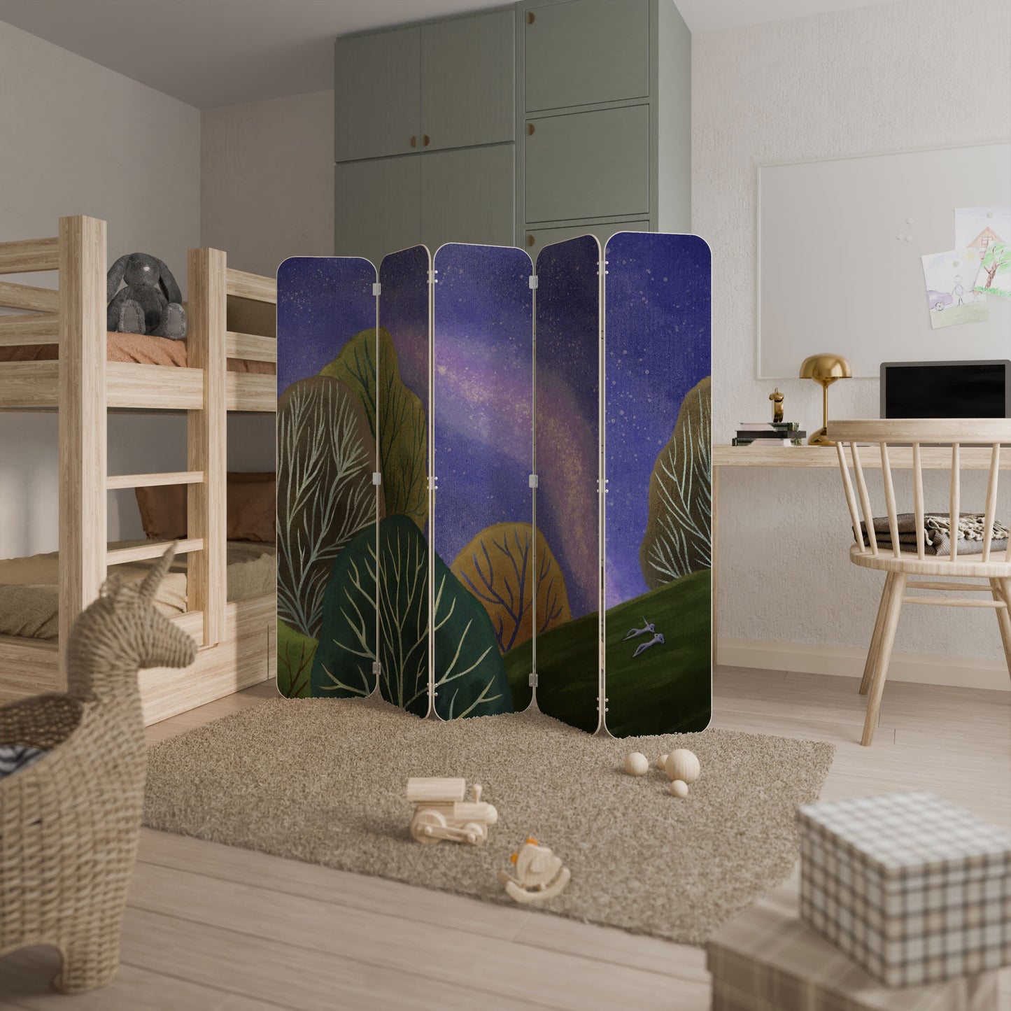 STARLIT VIBE Divisorio per ambienti in compensato a 5 pannelli